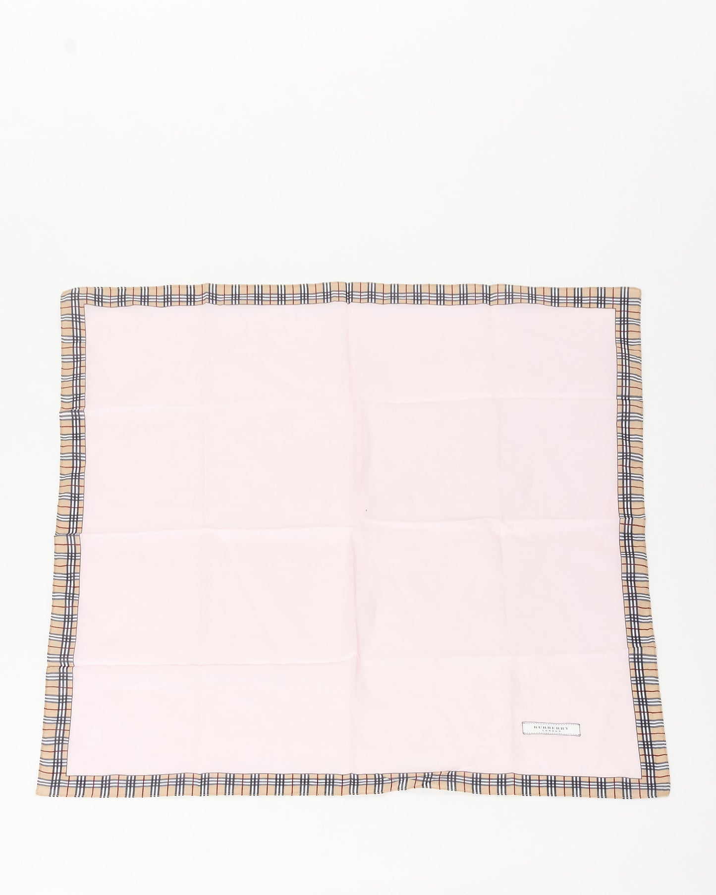 Burberry Pink & Plaid Cotton Square Scarf