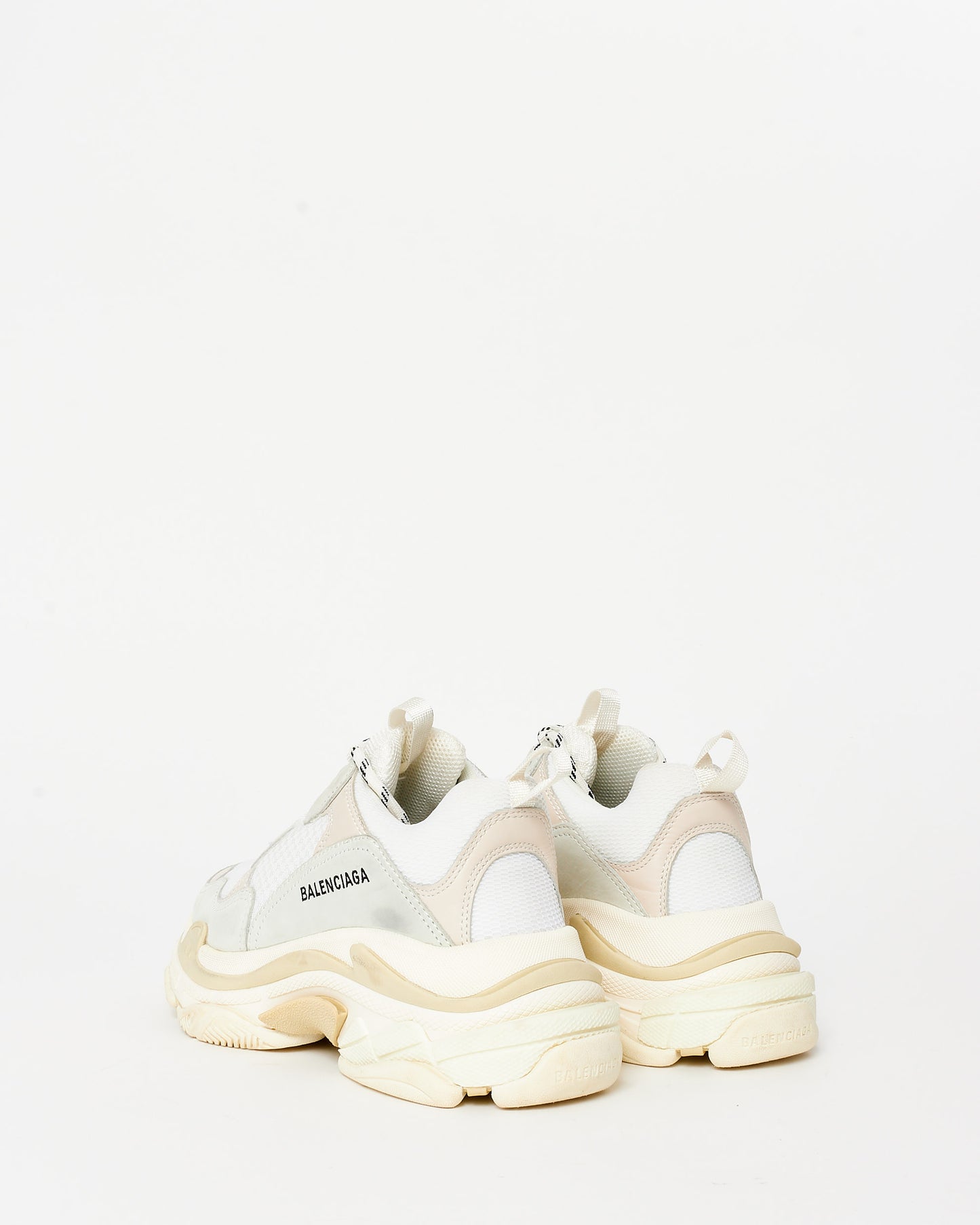 Balenciaga White Fabic Tripple S Sneakers - 39