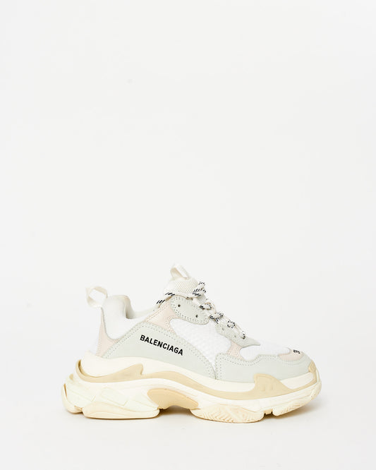 Balenciaga White Fabic Tripple S Sneakers - 39