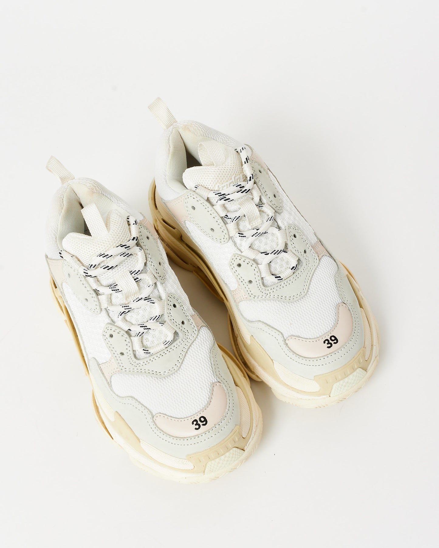 Balenciaga White Fabic Tripple S Sneakers - 39