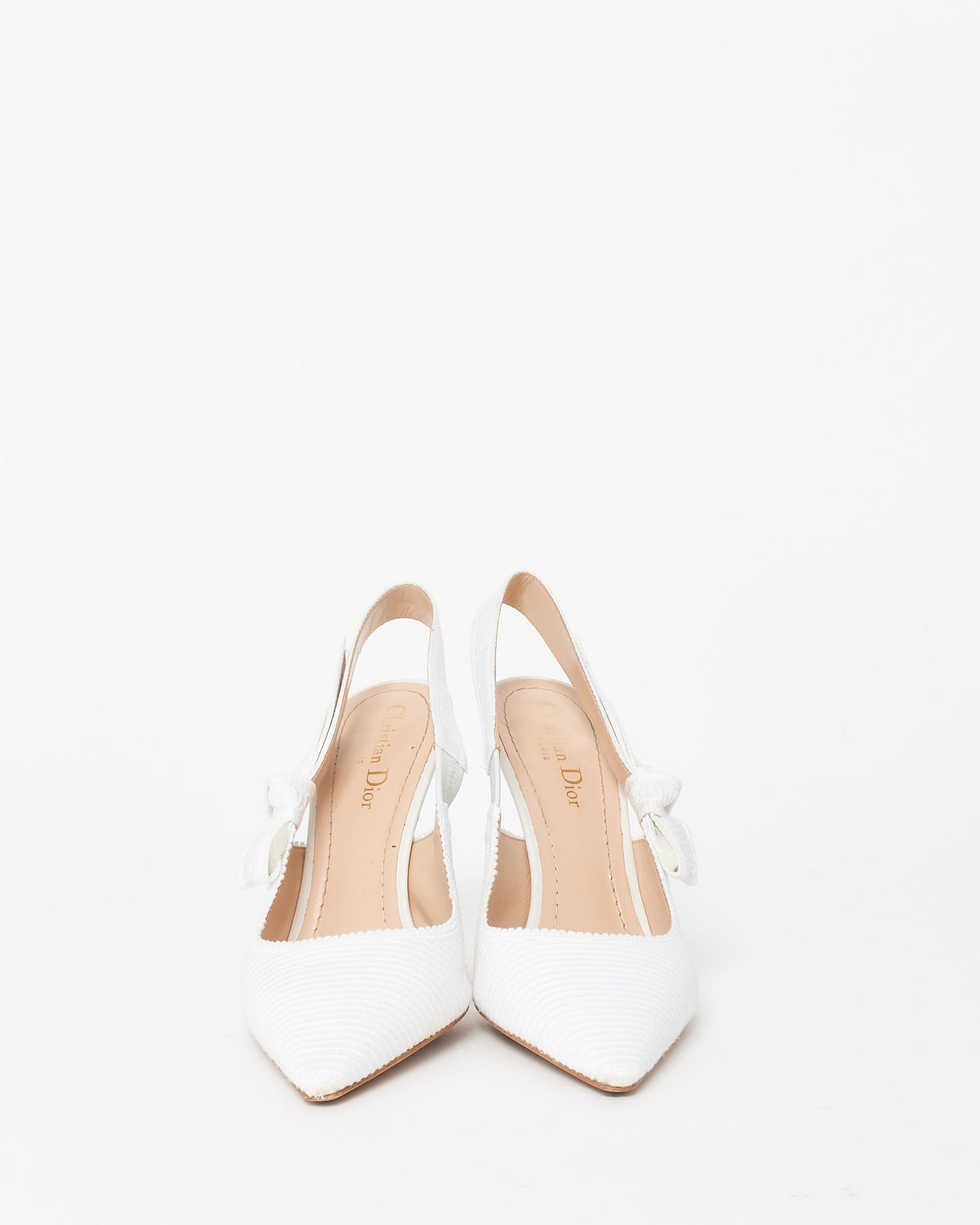 Dior White Embroidered Fabric J'Adior Slingback 10CM Pumps - 39