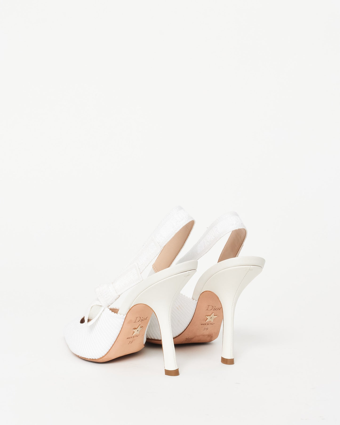 Dior White Embroidered Fabric J'Adior Slingback 10CM Pumps - 39