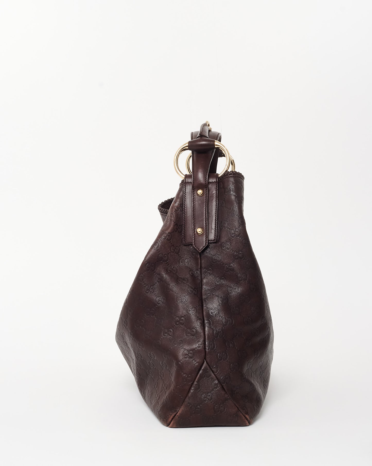 Gucci Brown Leather Guccissima Horsebit Shoulder Bag