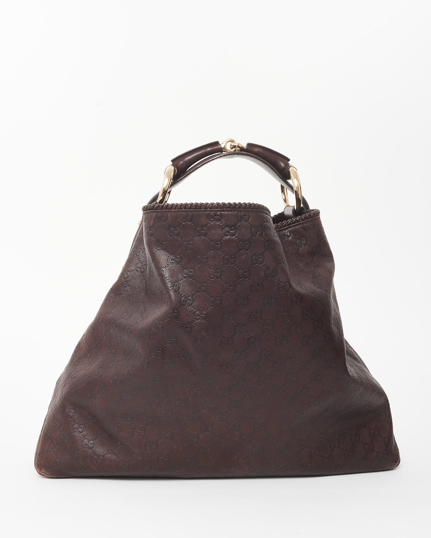 Gucci Brown Leather Guccissima Horsebit Shoulder Bag