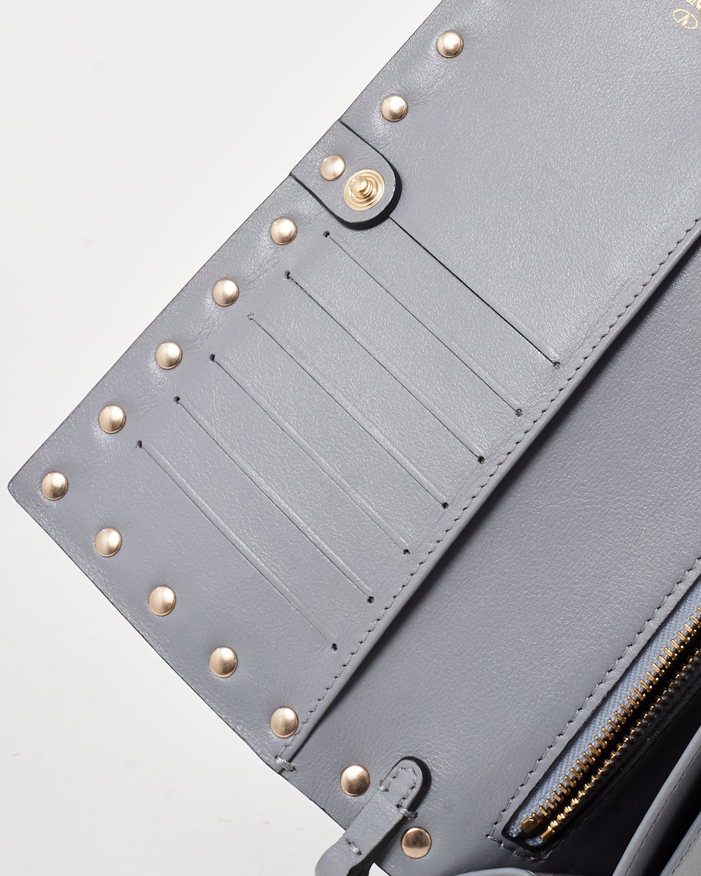 Valentino Grey Leather Rockstud Wristlet Wallet