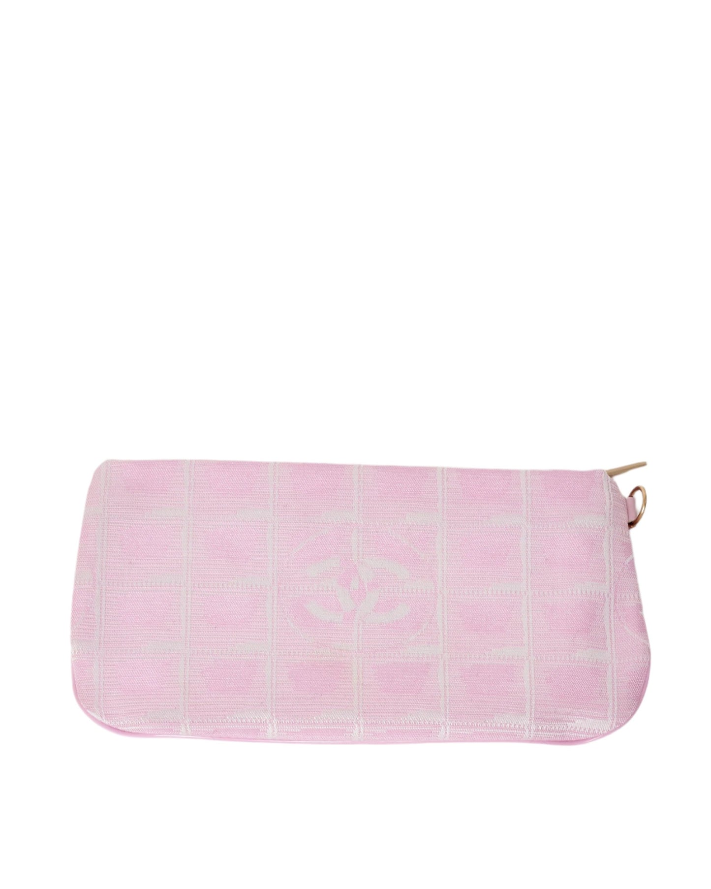 Chanel Pink & White Traveline Logo Fabric Pouch