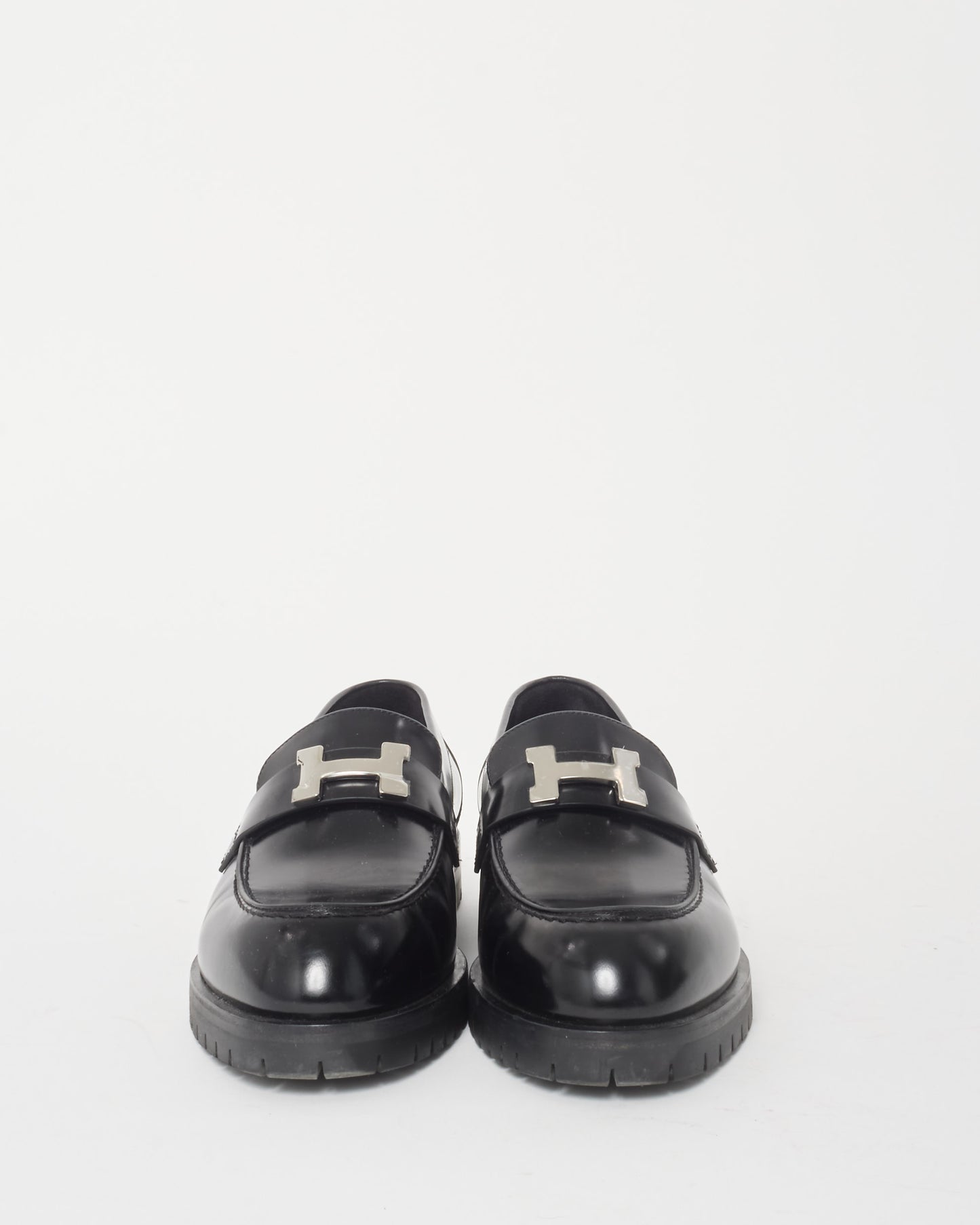 Hermès Black Leather Faubourg Loafers - 38