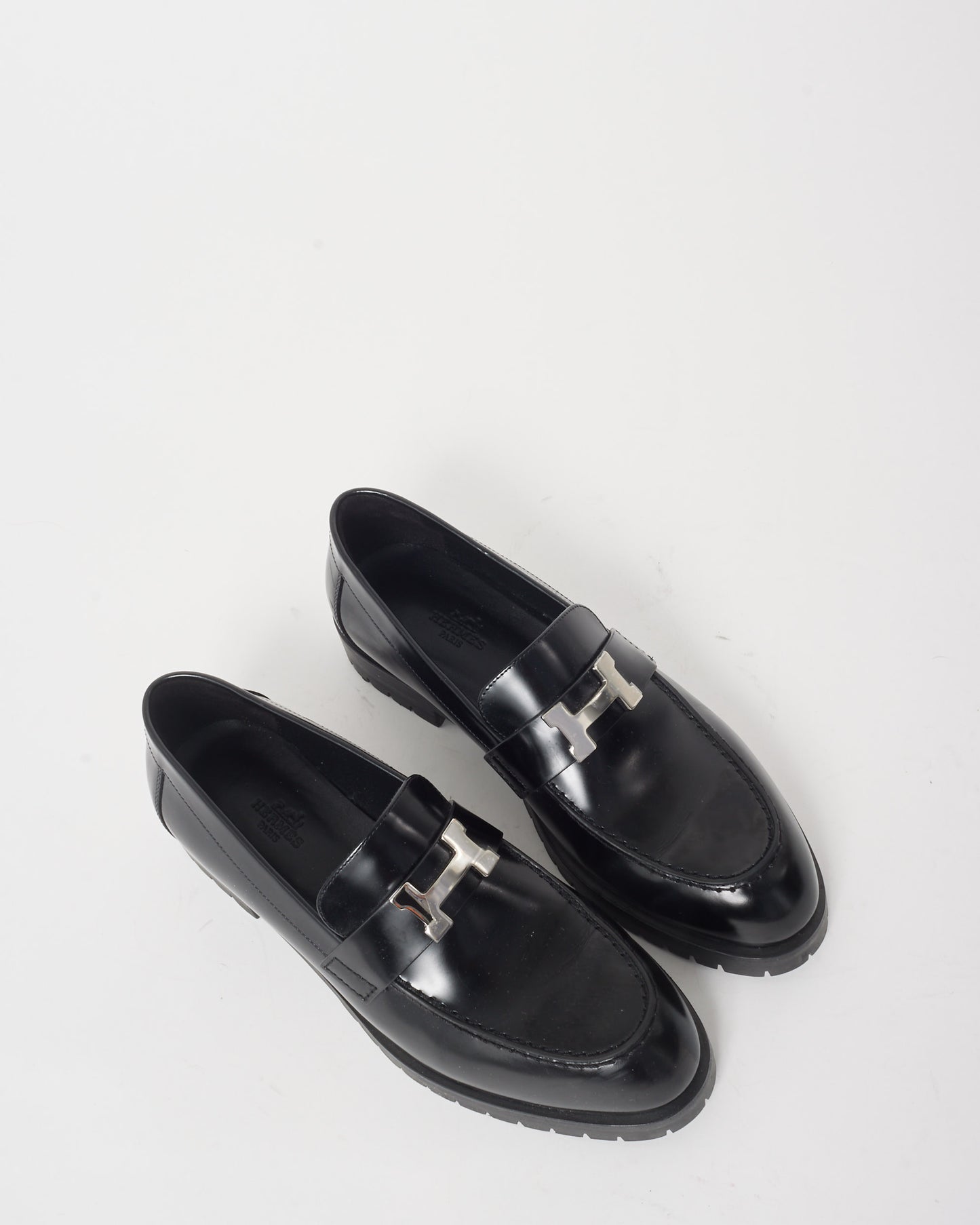 Hermès Black Leather Faubourg Loafers - 38