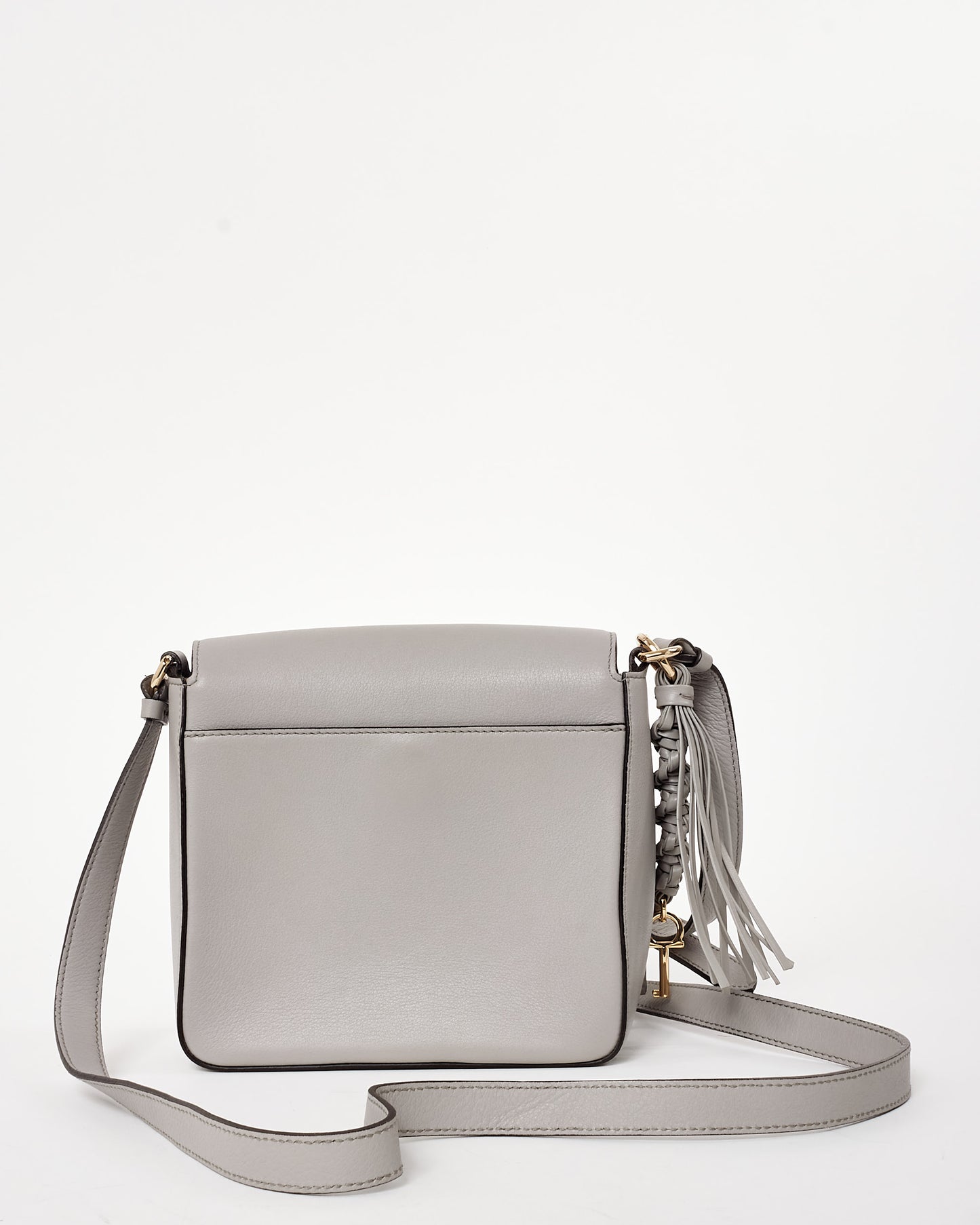 Salvatore Ferragamo Light Grey Mini Tassel Gancini Lock Flap Shoulder Bag