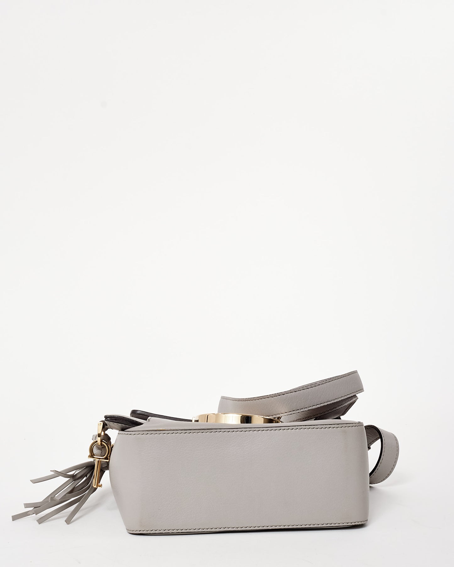 Salvatore Ferragamo Light Grey Mini Tassel Gancini Lock Flap Shoulder Bag