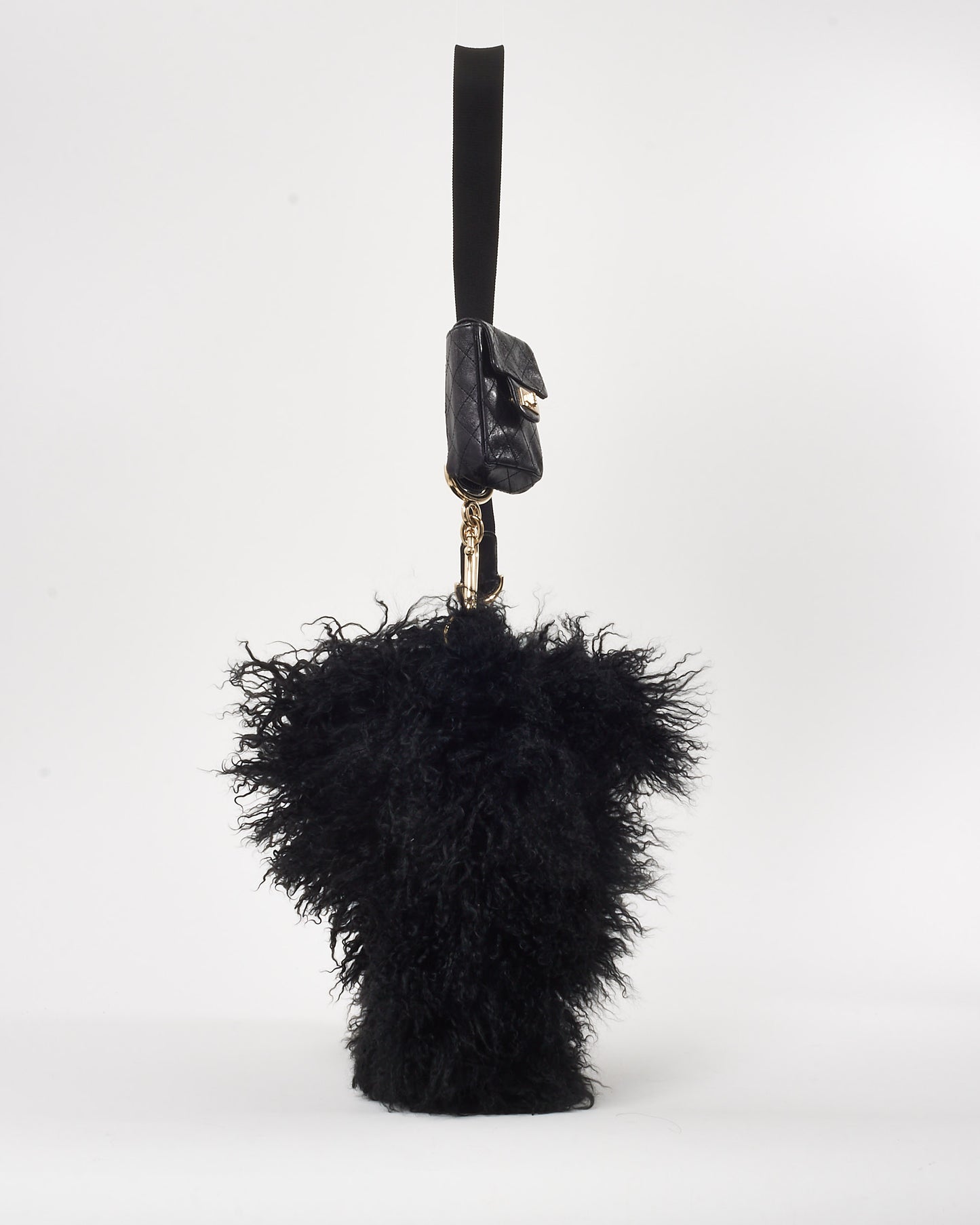 Chanel 2008/2009 Black Mongolian Lamb Fur Tibet Flap Handbag