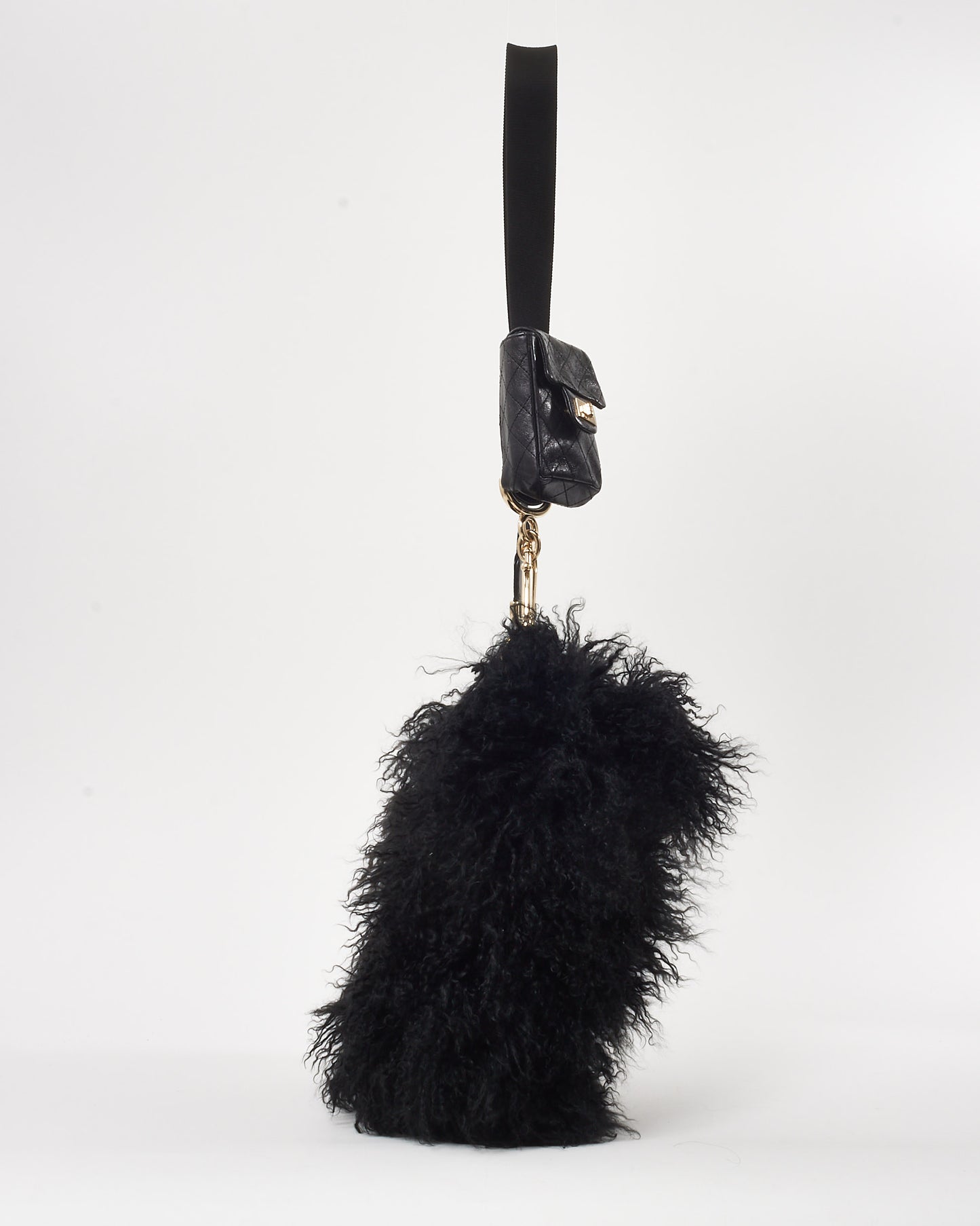 Chanel 2008/2009 Black Mongolian Lamb Fur Tibet Flap Handbag