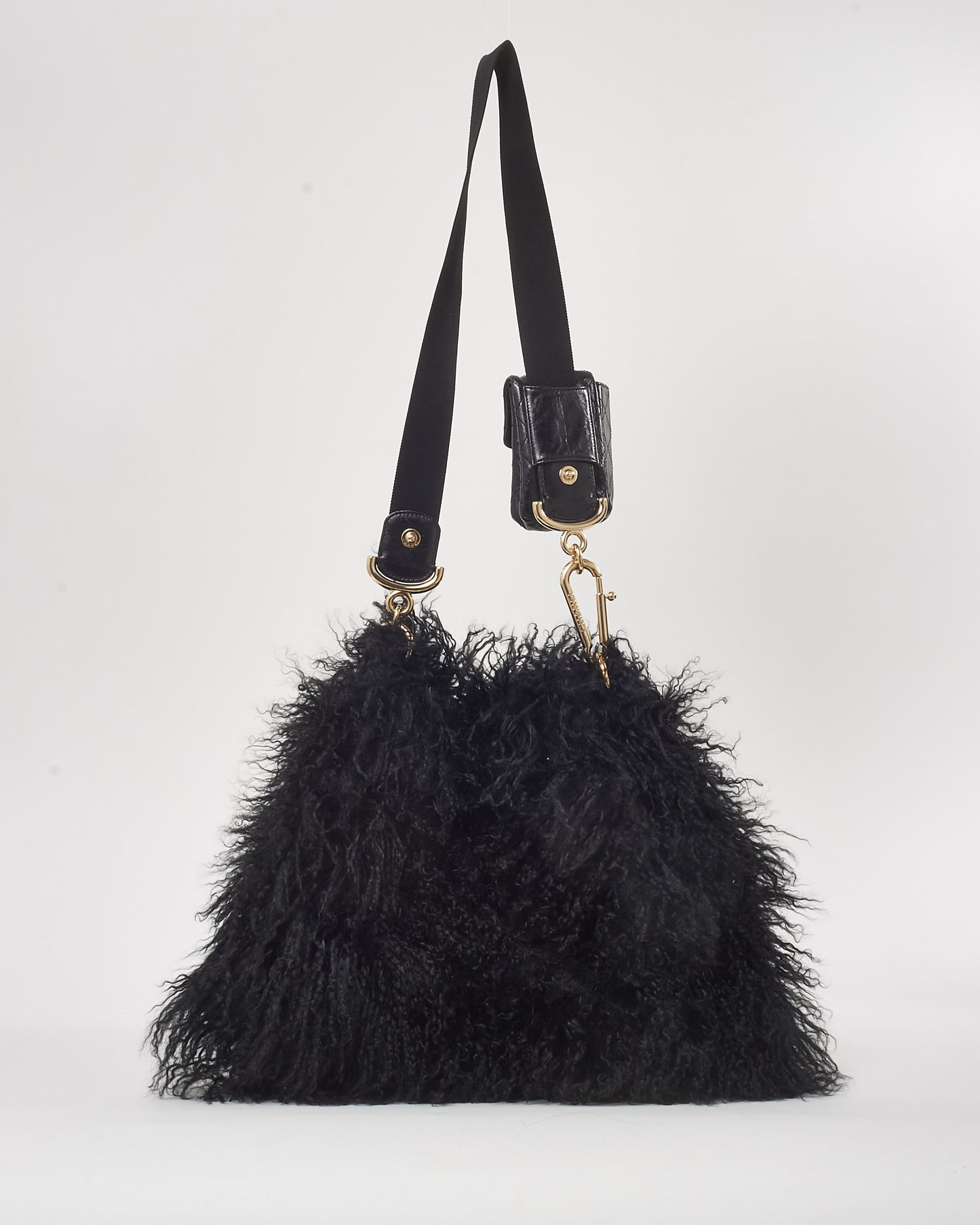 Chanel 2008/2009 Black Mongolian Lamb Fur Tibet Flap Handbag