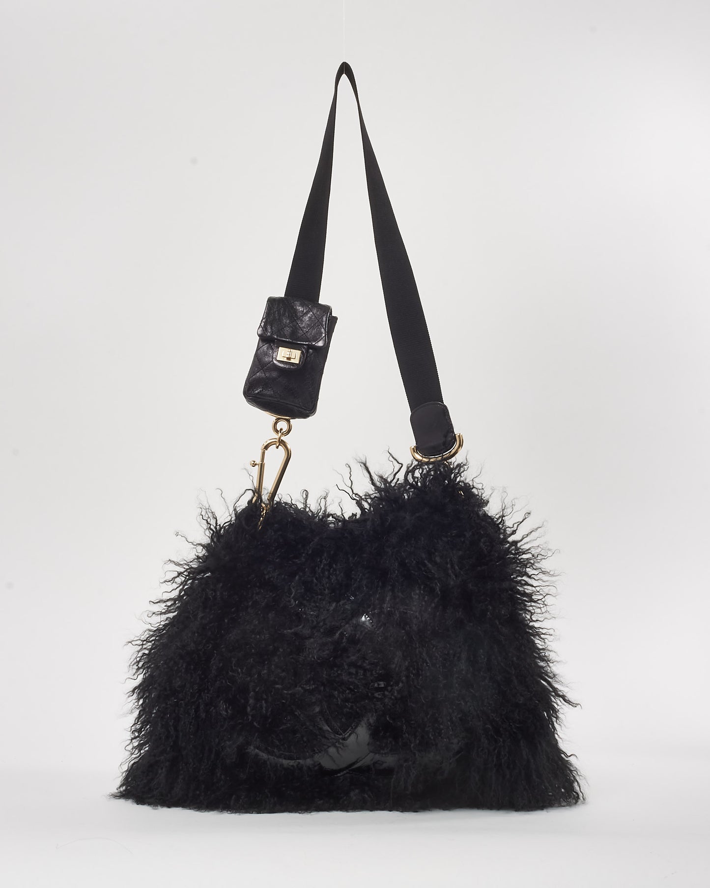 Chanel 2008/2009 Black Mongolian Lamb Fur Tibet Flap Handbag