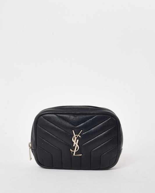 Saint Laurent Black Matelassé Monogram Lou Lou Cosmetic Case SHW