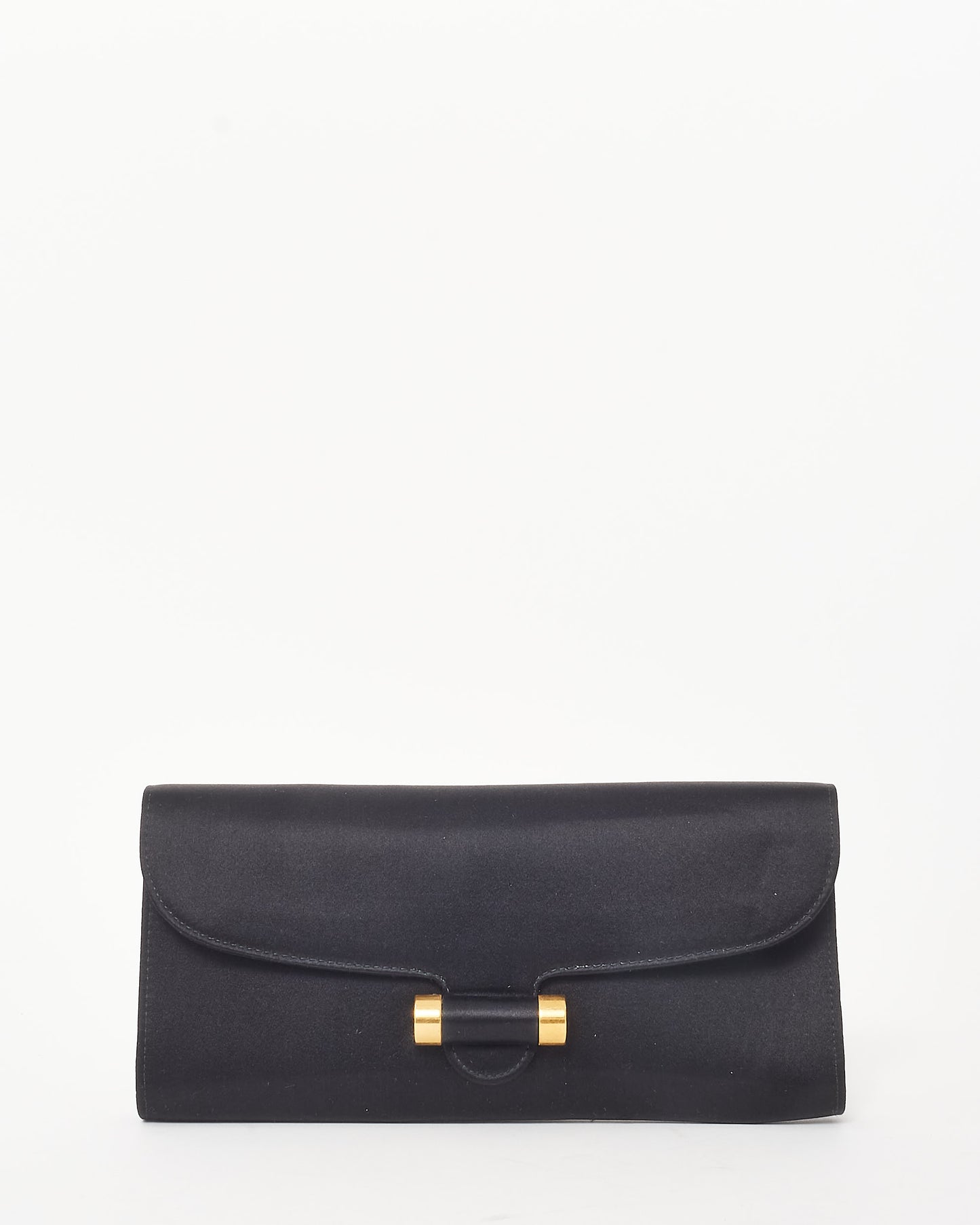 Saint Laurent Black Satin Muse Clutch