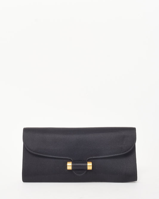 Saint Laurent Black Satin Muse Clutch