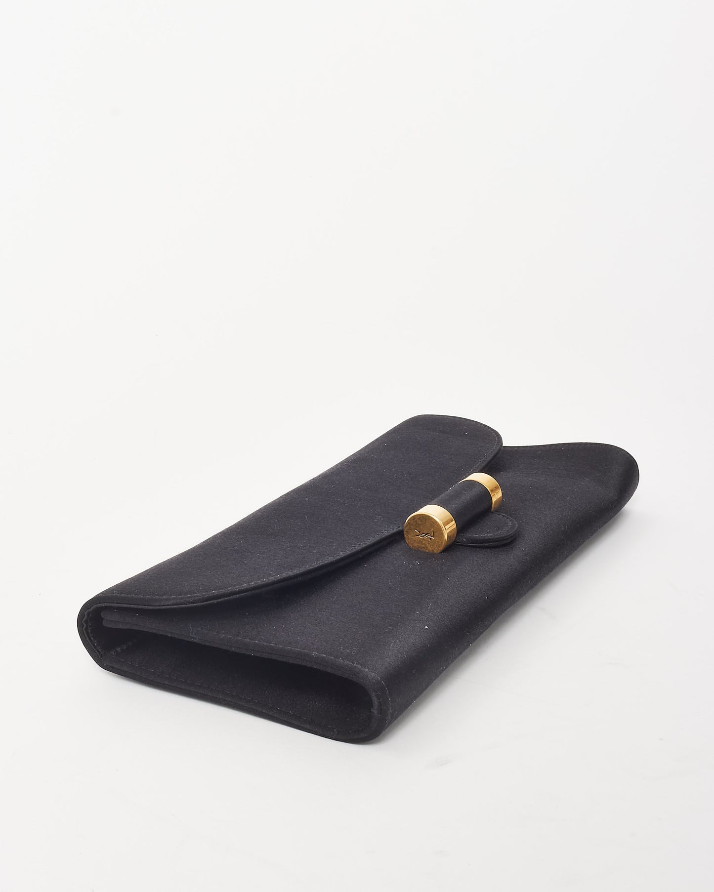 Saint Laurent Black Satin Muse Clutch