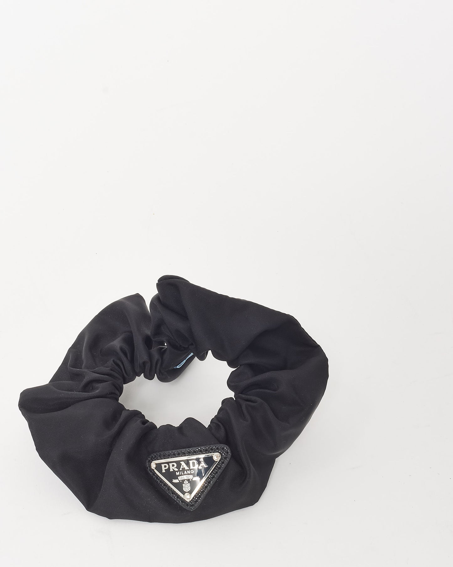 Prada Black Nylon Logo Scrunchie