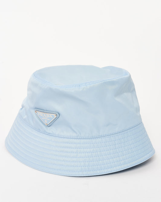 Prada Blue Re-Nylon Logo Bucket Hat - M