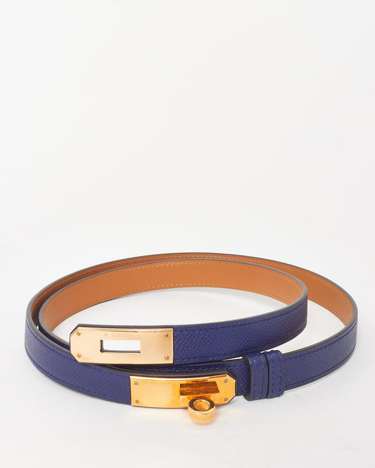 Hermès Navy Epsom Leather Kelly 18 Belt RGW