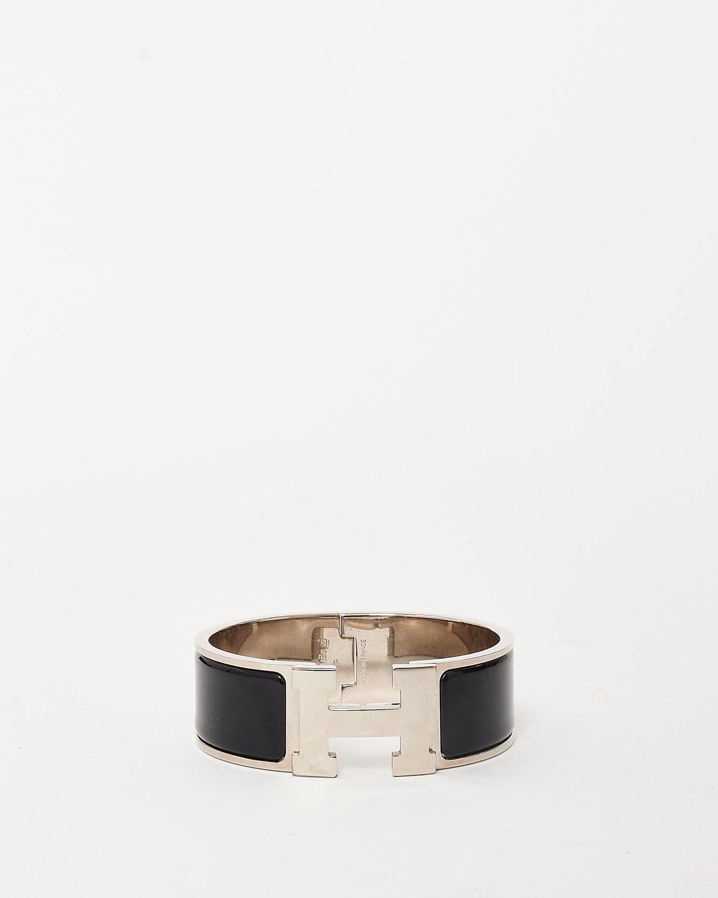 Hermès Black and Silver Enamel Clic Clac H Bracelet - PM