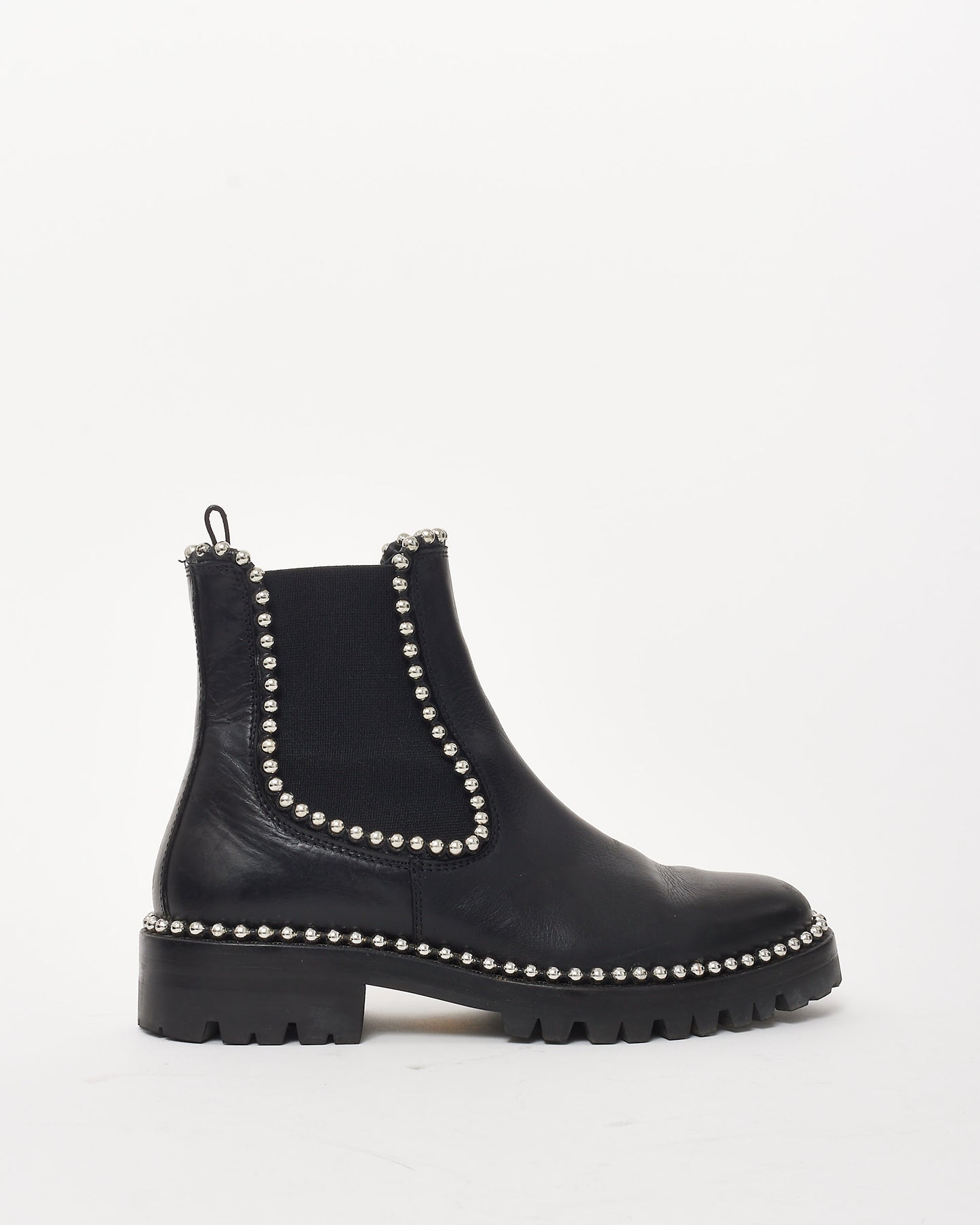 Alexander Wang Black Leather Spencer Studded Ankle Boots - 36