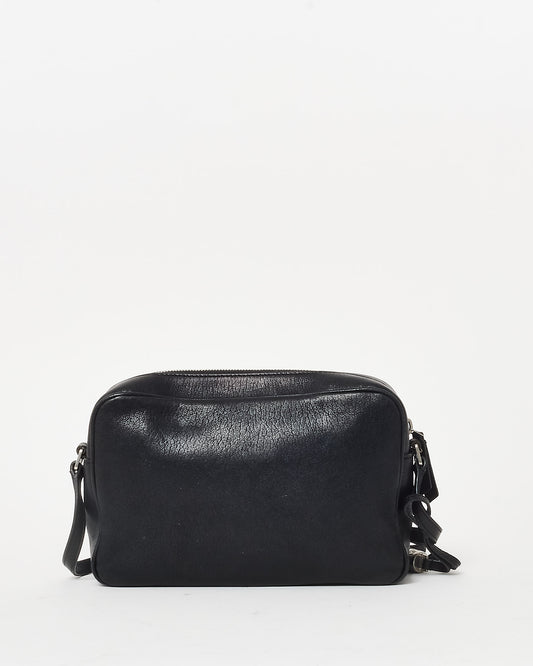 Saint Laurent Black Leather Embossed Logo Lou Camera Bag