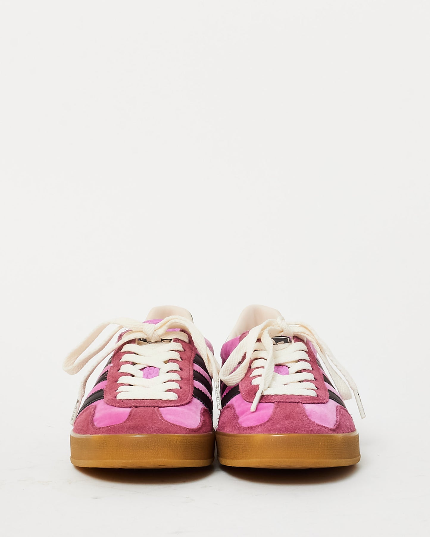 Gucci X Adidas Pink Velvet & Green Gazelle Sneakers - 5