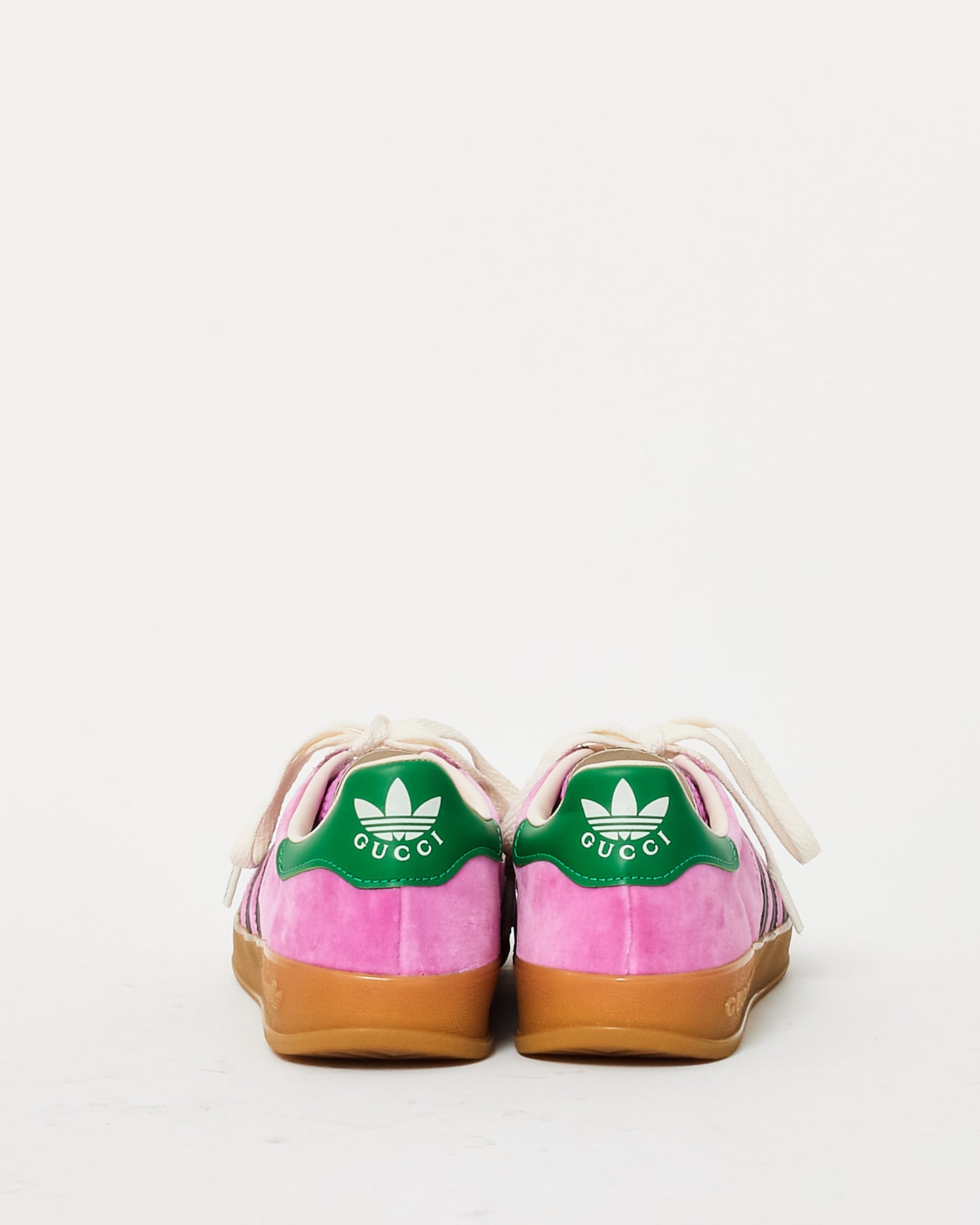 Gucci X Adidas Pink Velvet & Green Gazelle Sneakers - 5