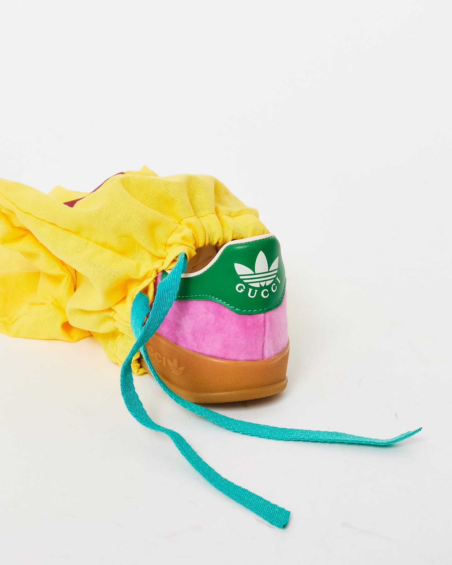 Gucci X Adidas Pink Velvet & Green Gazelle Sneakers - 5