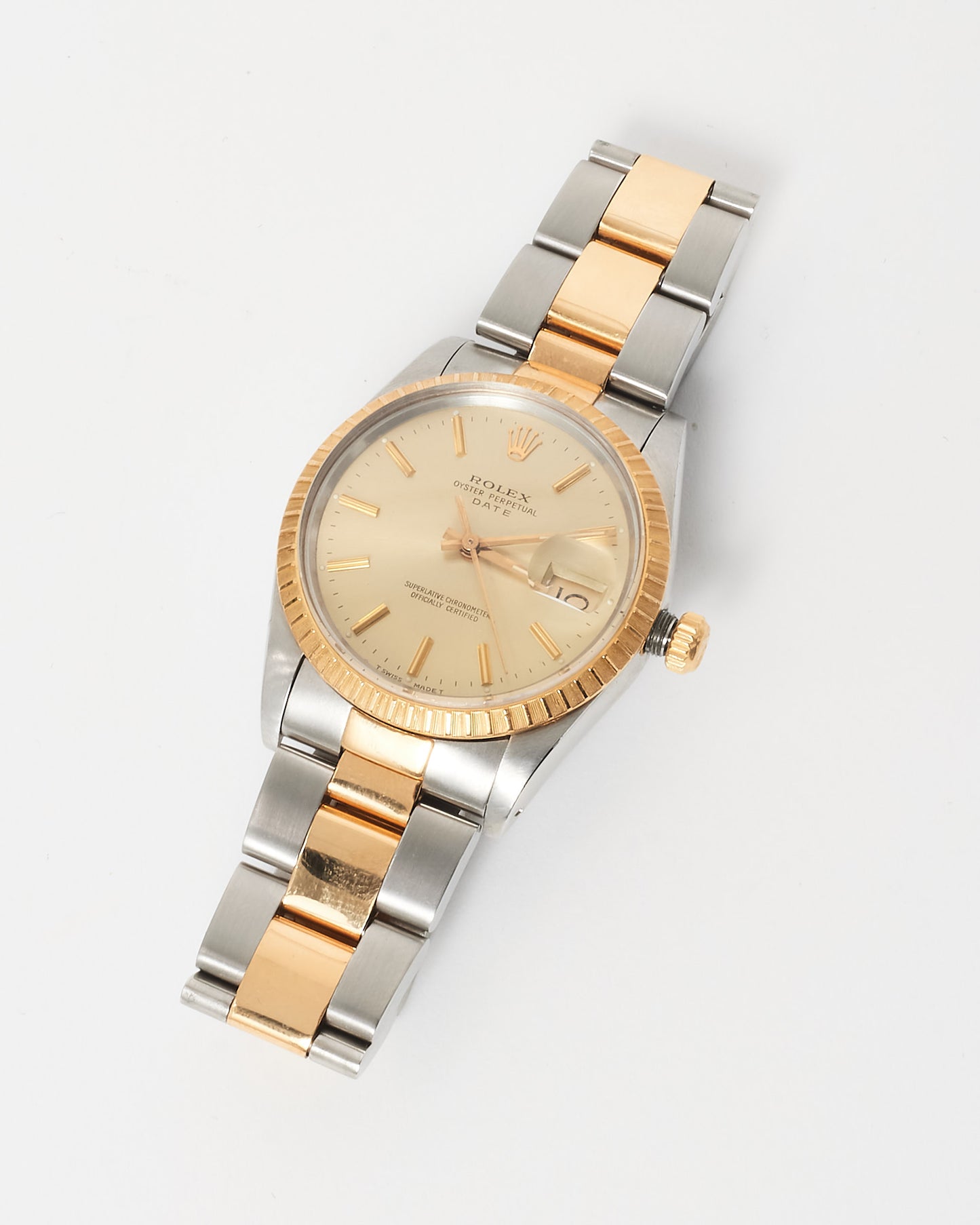 Rolex Vintage Oyster Perpetual 36 MM Dial Stainless Steel & Yellow Gold Fluted Bezel Watch