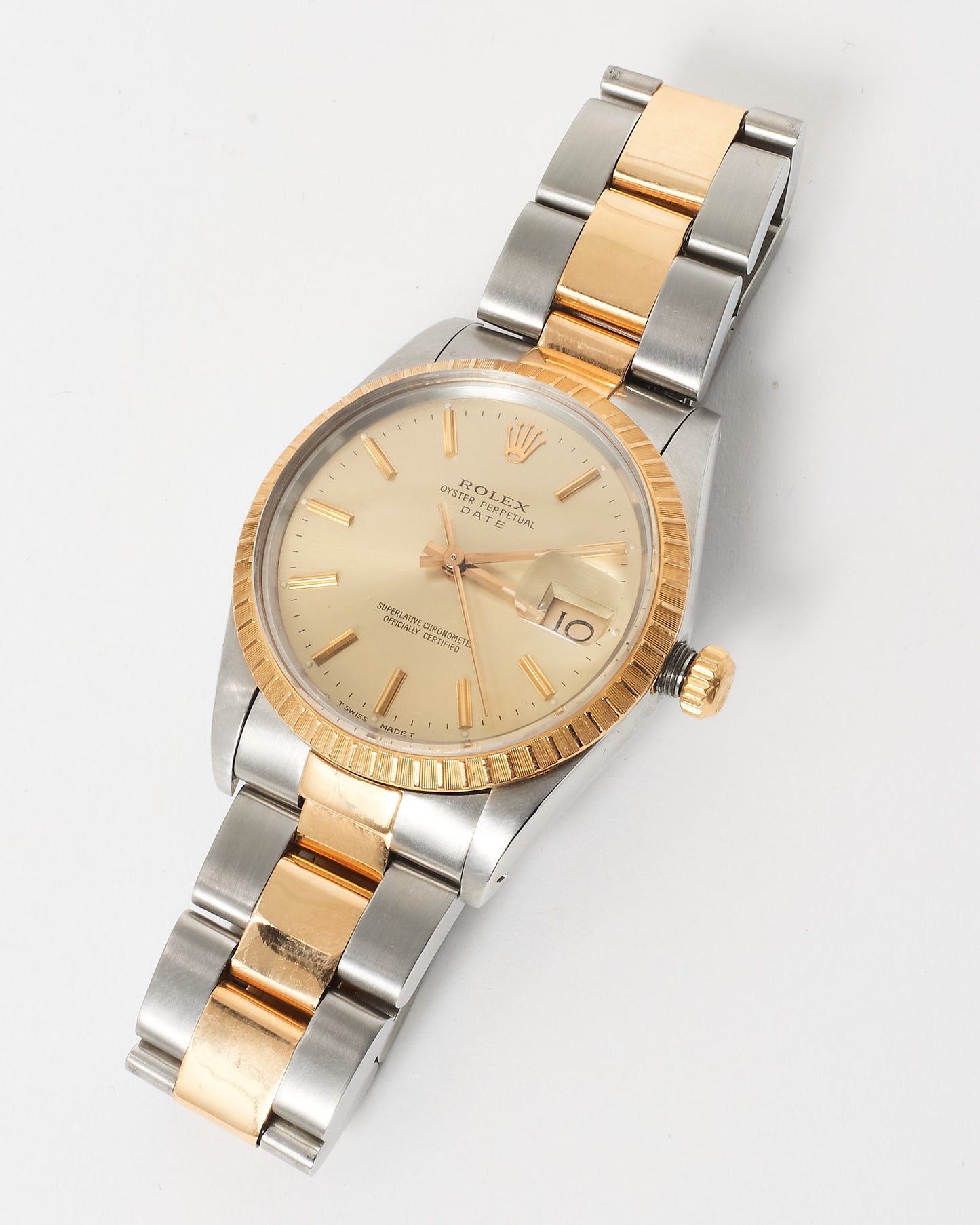 Rolex Vintage Oyster Perpetual 36 MM Dial Stainless Steel & Yellow Gold Fluted Bezel Watch