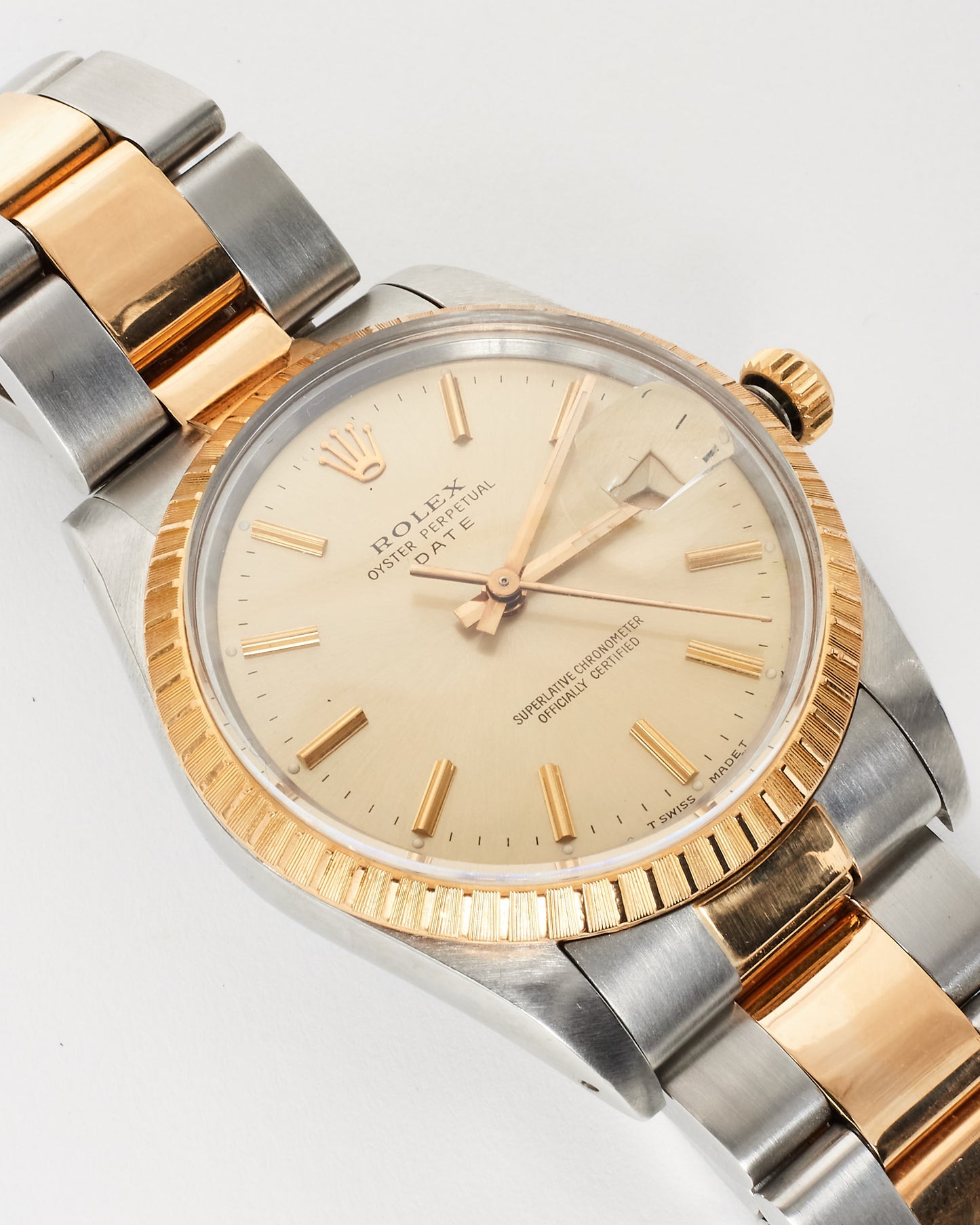 Rolex Vintage Oyster Perpetual 36 MM Dial Stainless Steel & Yellow Gold Fluted Bezel Watch