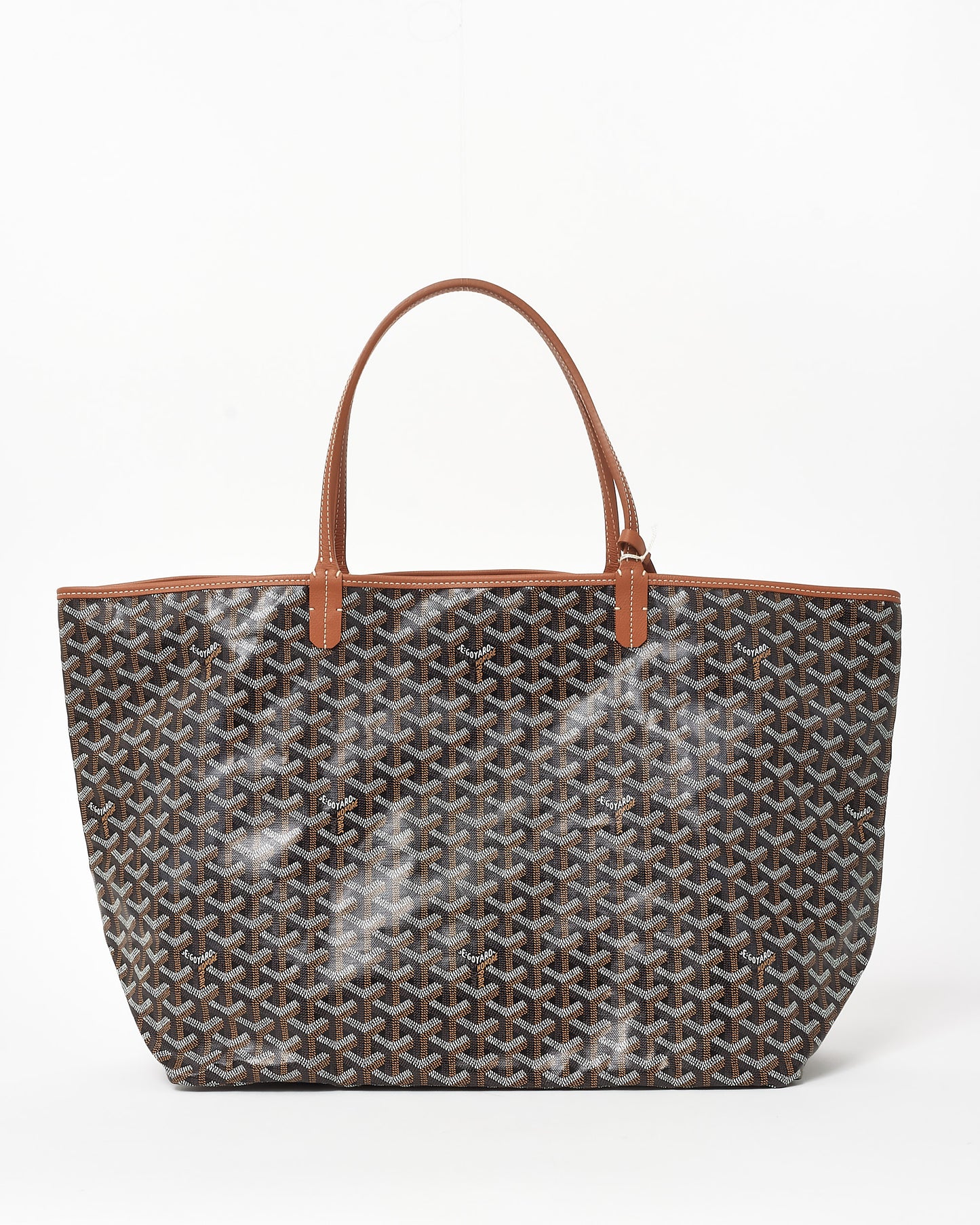 Goyard Black Brown & White Monogram Canvas St Louis GM Tote W Pouch