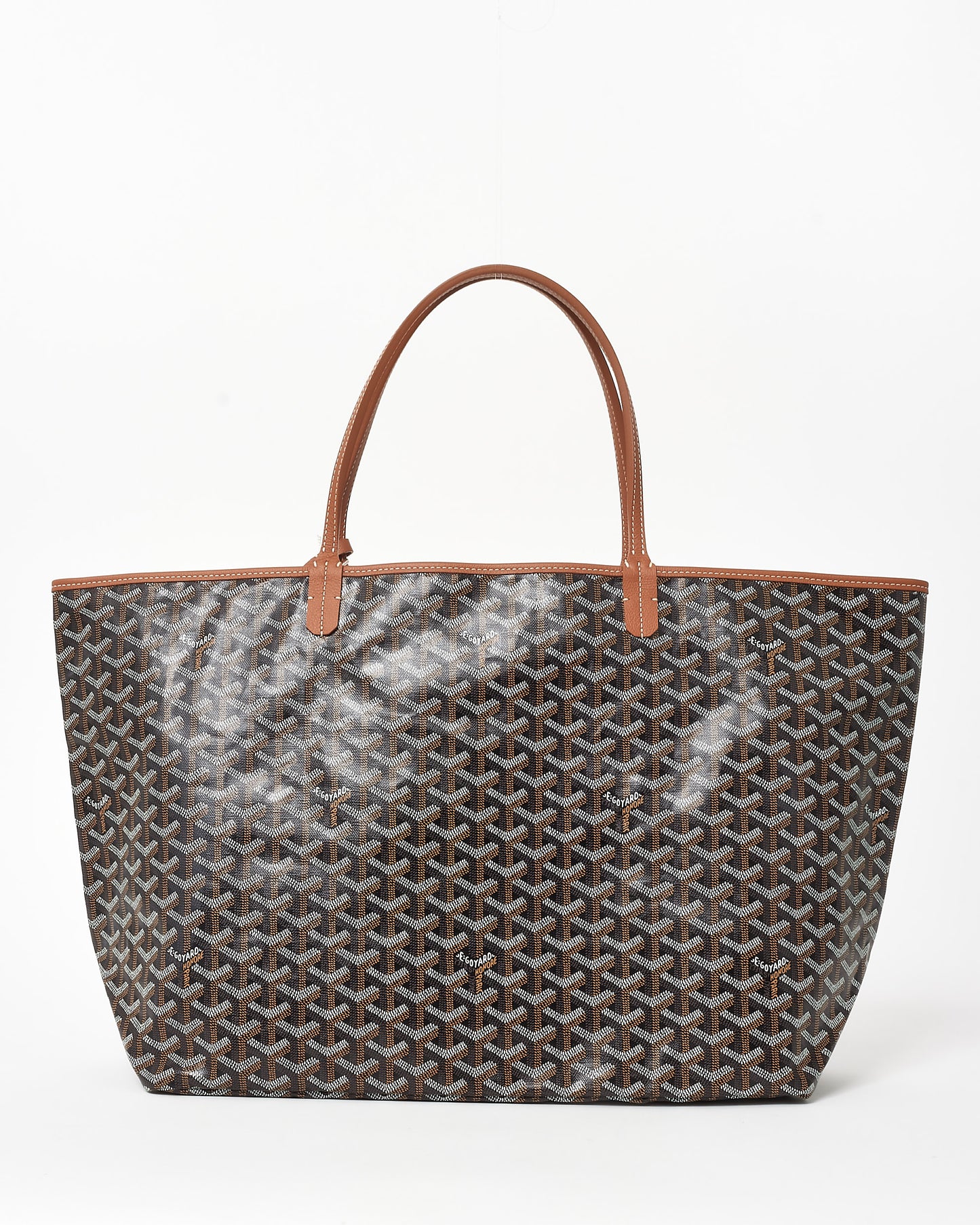 Goyard Black Brown & White Monogram Canvas St Louis GM Tote W Pouch