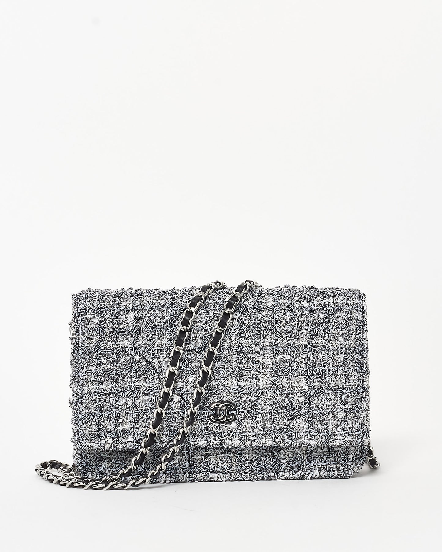 Chanel Black & White Tweed Wallet On Chain SHW