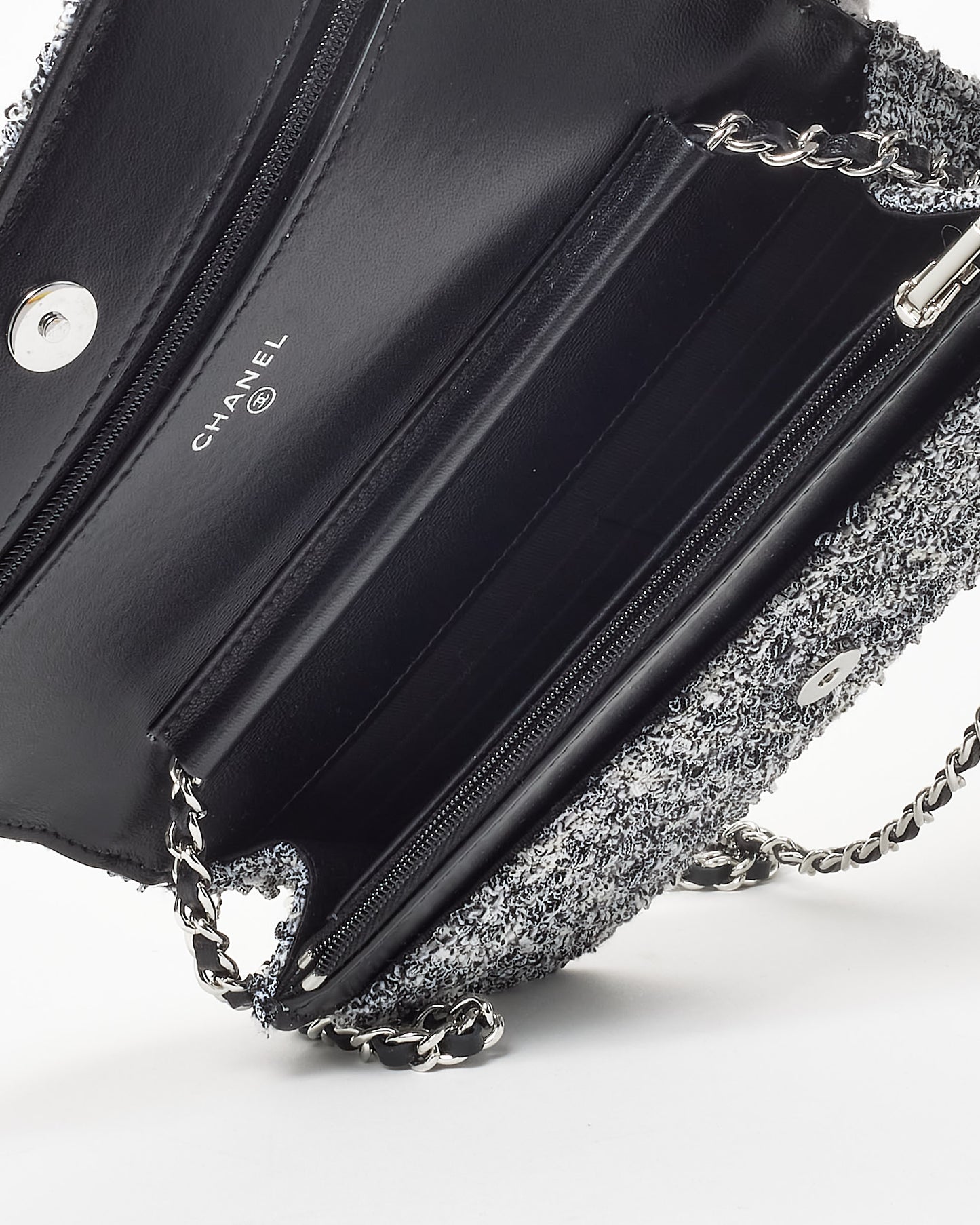 Chanel Black & White Tweed Wallet On Chain SHW