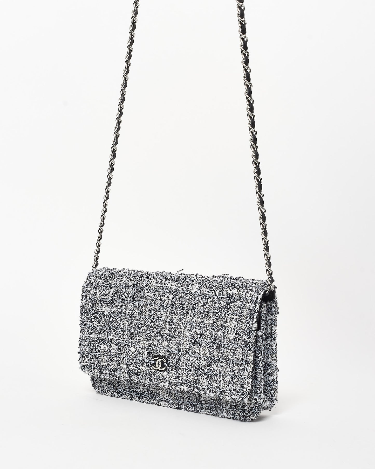 Chanel Black & White Tweed Wallet On Chain SHW