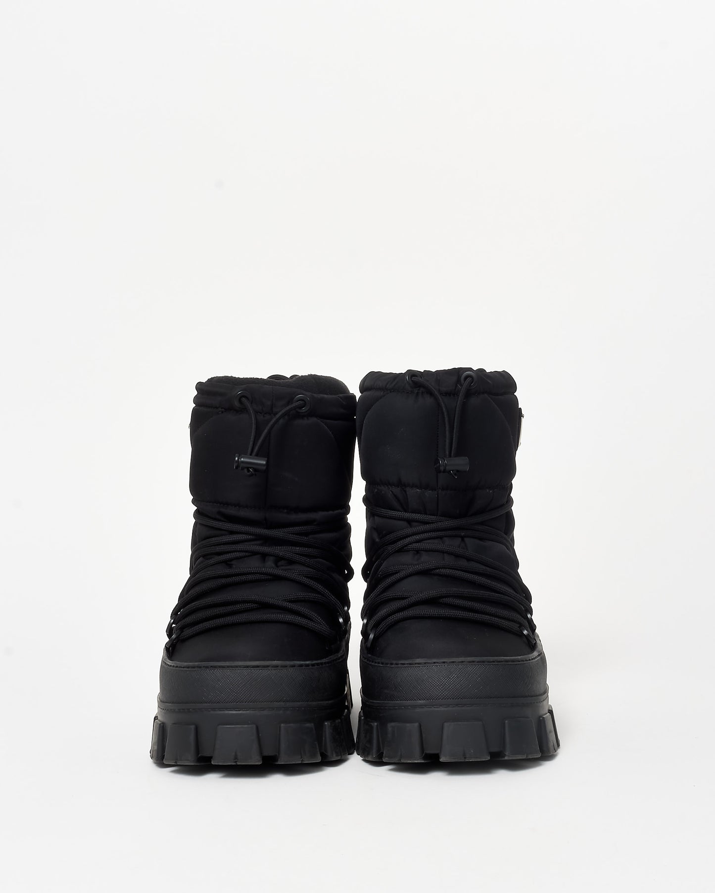 Prada Black Nylon Gabardine Après Ski Padded Puffer Logo Boots - 37/38