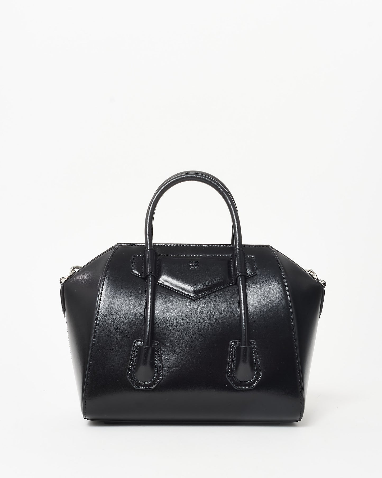 Givenchy Black Leather Lock Mini Antigona Top Handle Bag