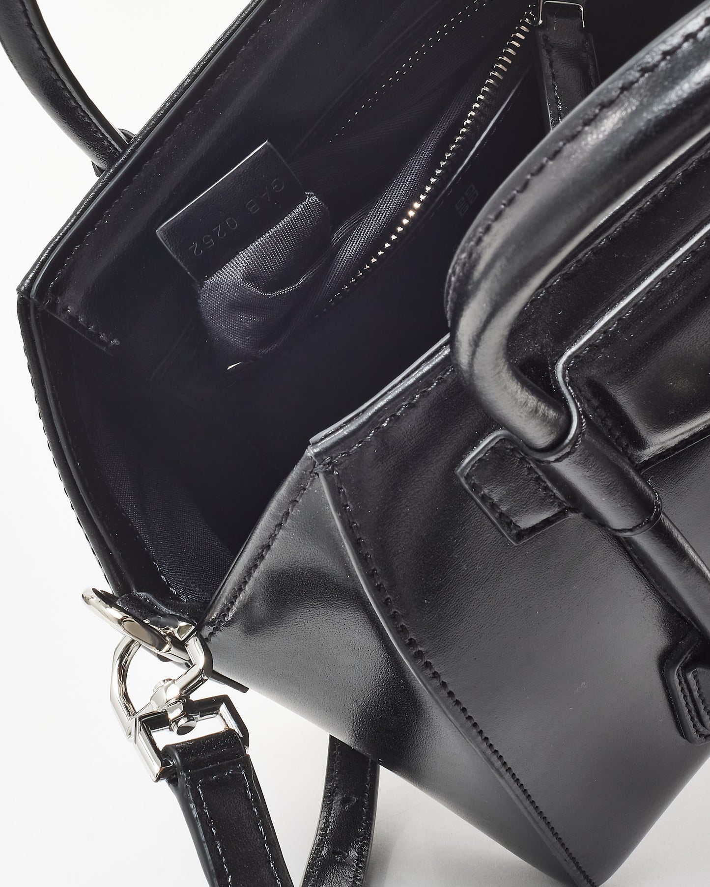 Givenchy Black Leather Lock Mini Antigona Top Handle Bag