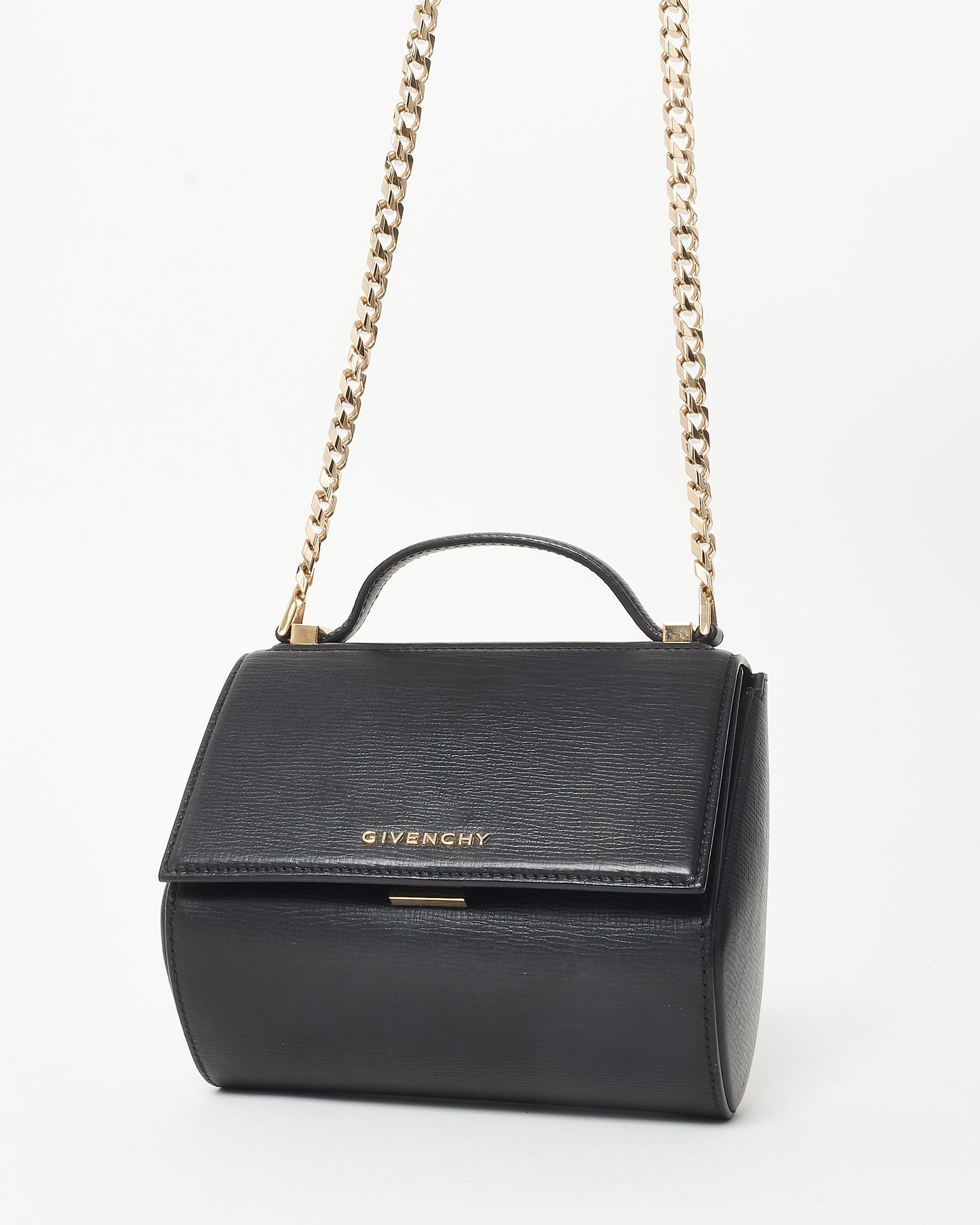 Givenchy Black Grained Leather Mini Pandora Box Crossbody Bag