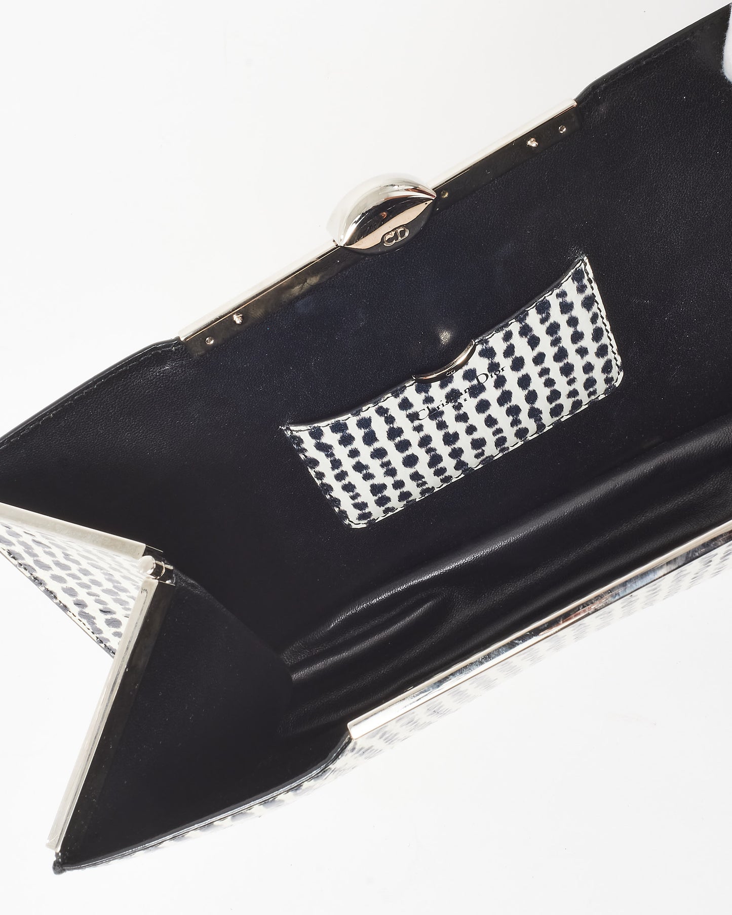 Dior Vintage Black & White Animal Print Snakeskin Clutch