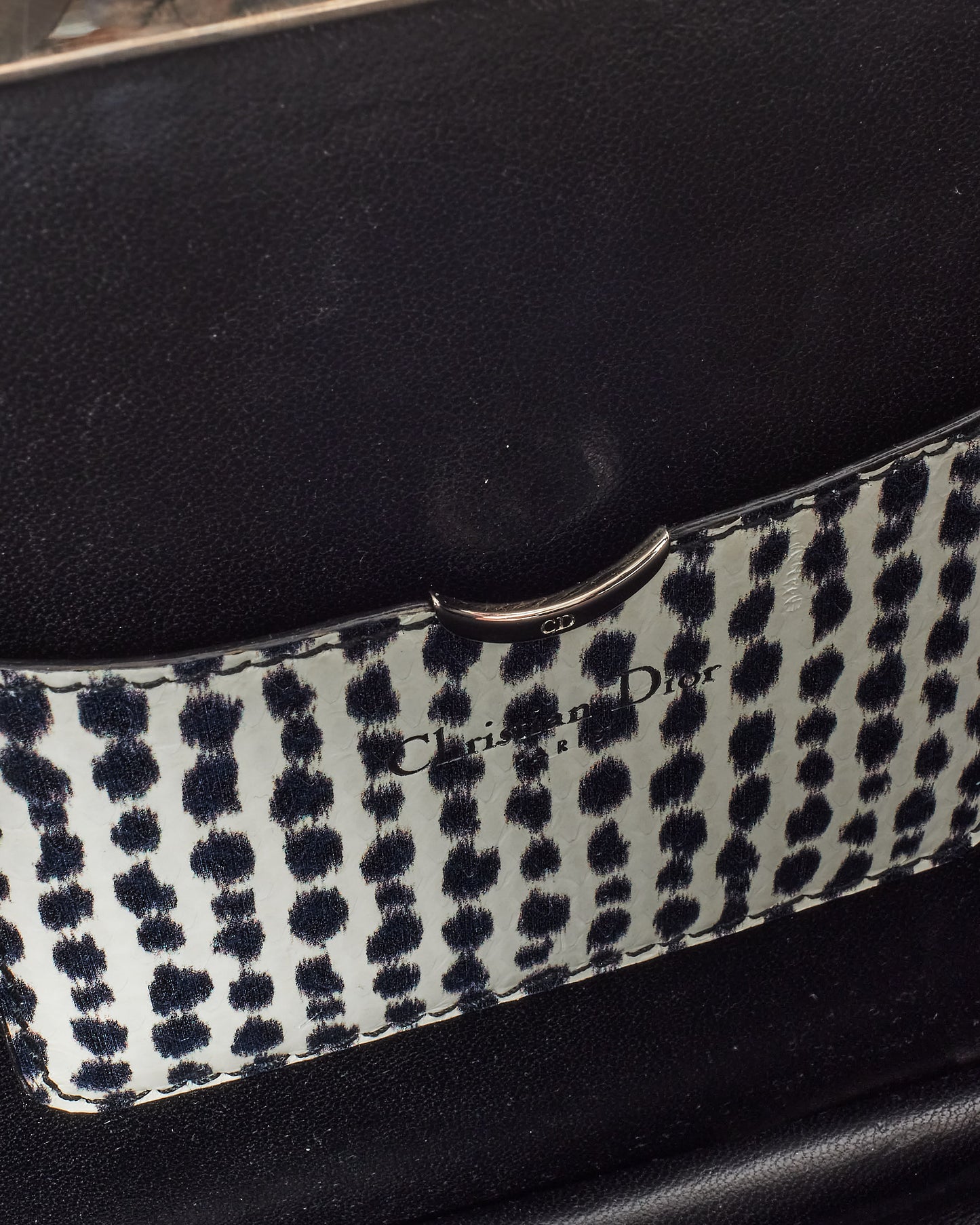 Dior Vintage Black & White Animal Print Snakeskin Clutch