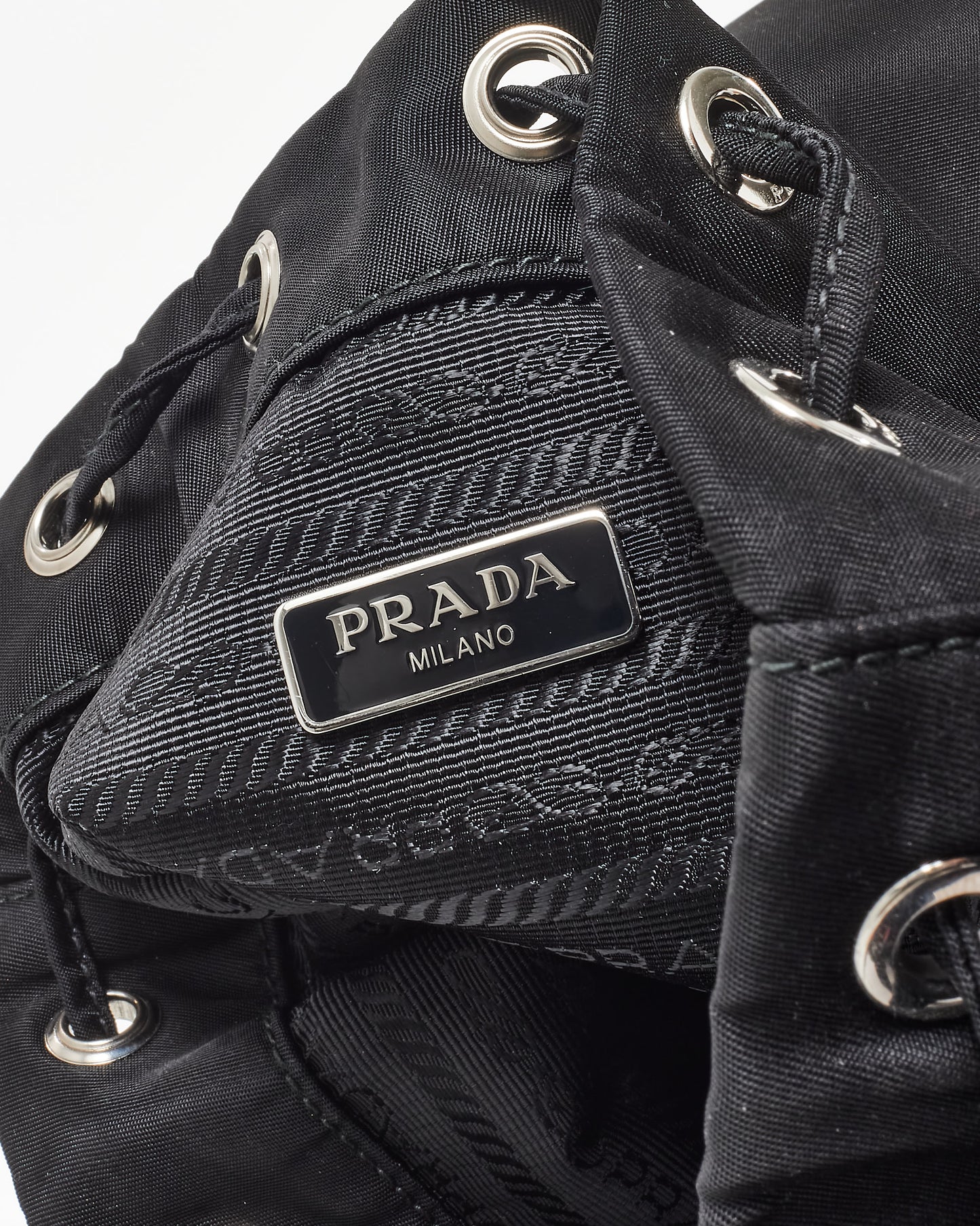 Prada Black Nylon Drawstring Wristlet Pouch