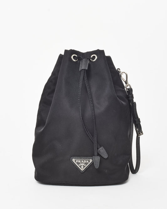 Prada Black Nylon Drawstring Wristlet Pouch