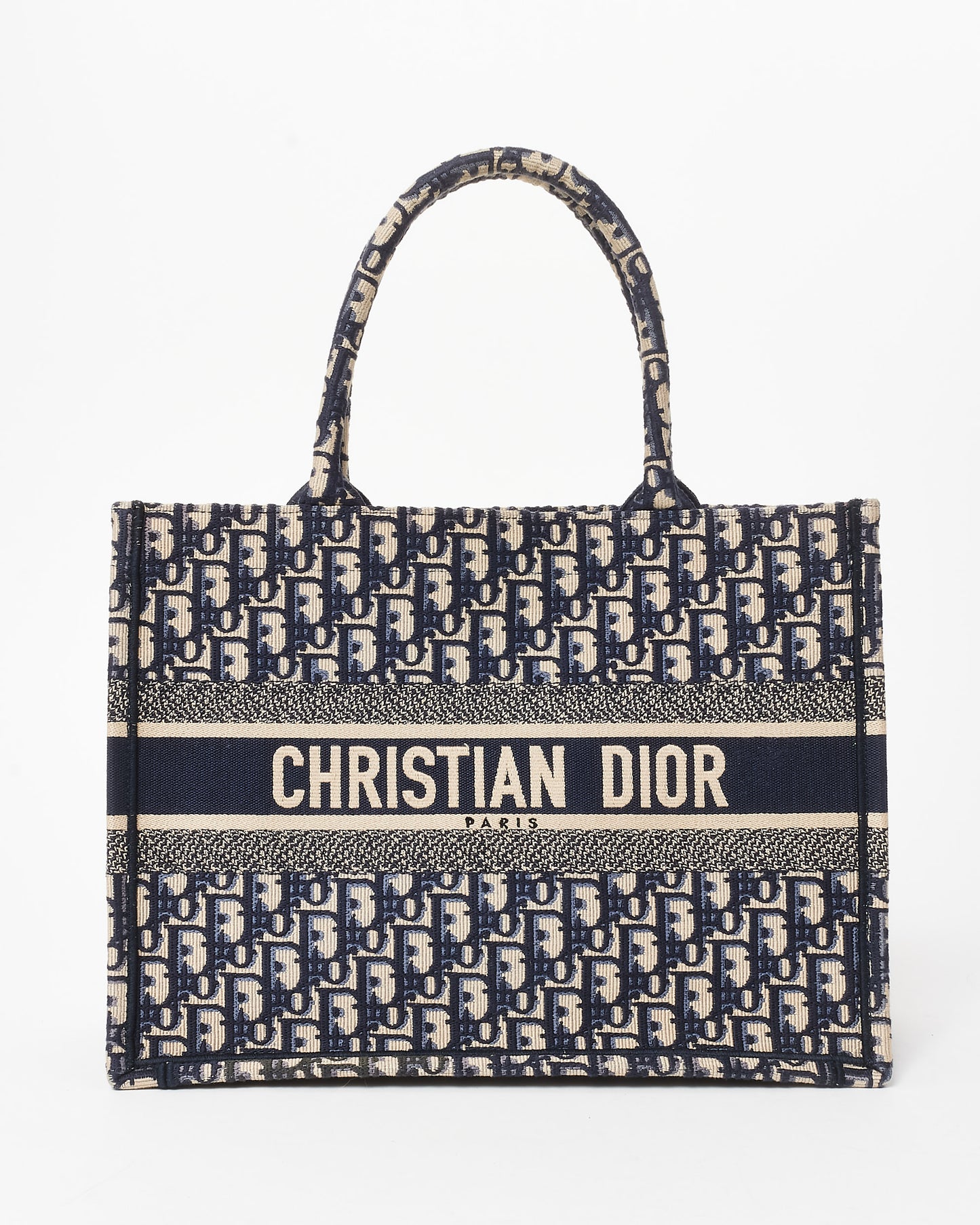 Dior Blue & Ecru Oblique Canvas Small Book Tote