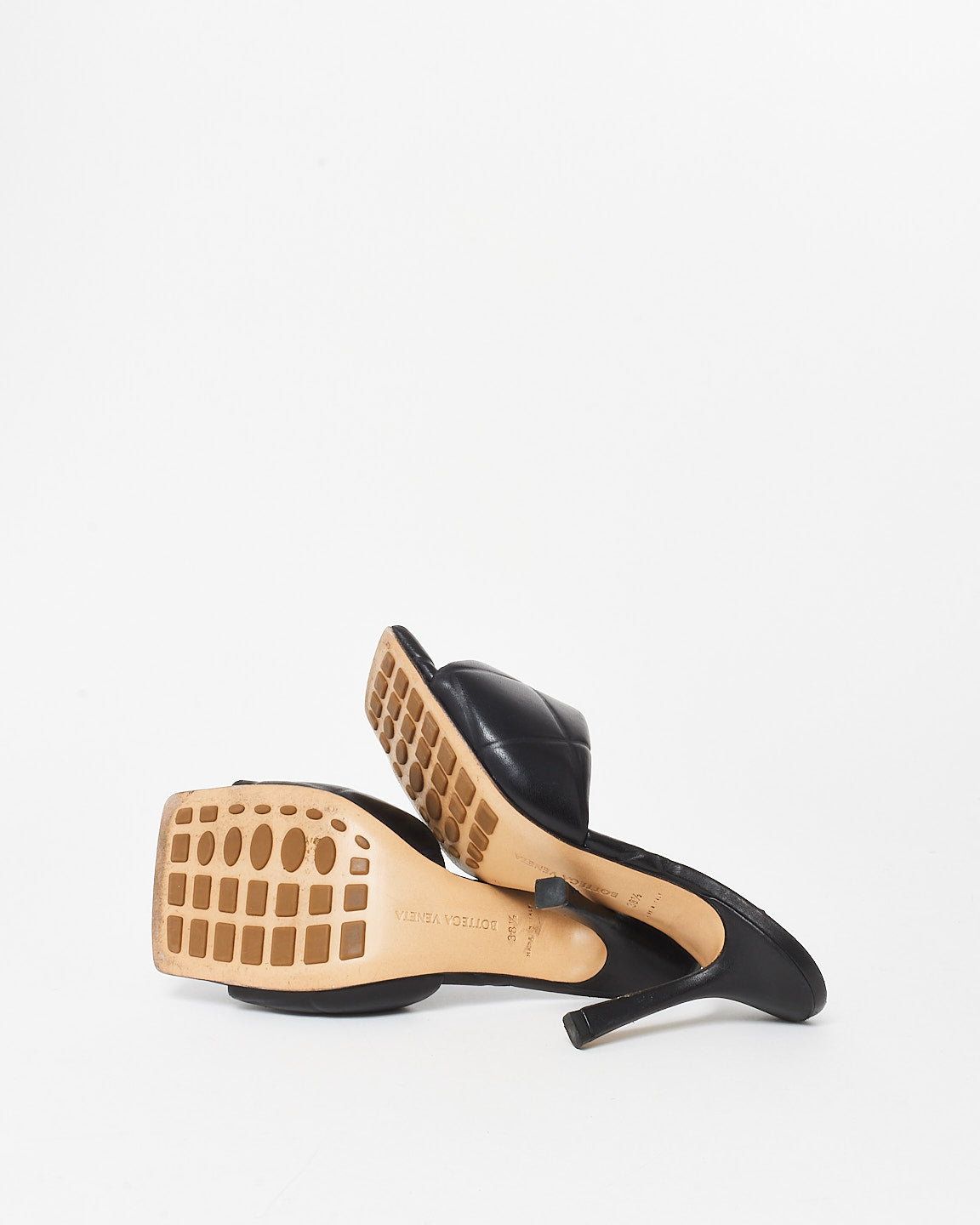 Bottega Veneta Black Intrecciato Leather Lido Mule Heels - 38.5