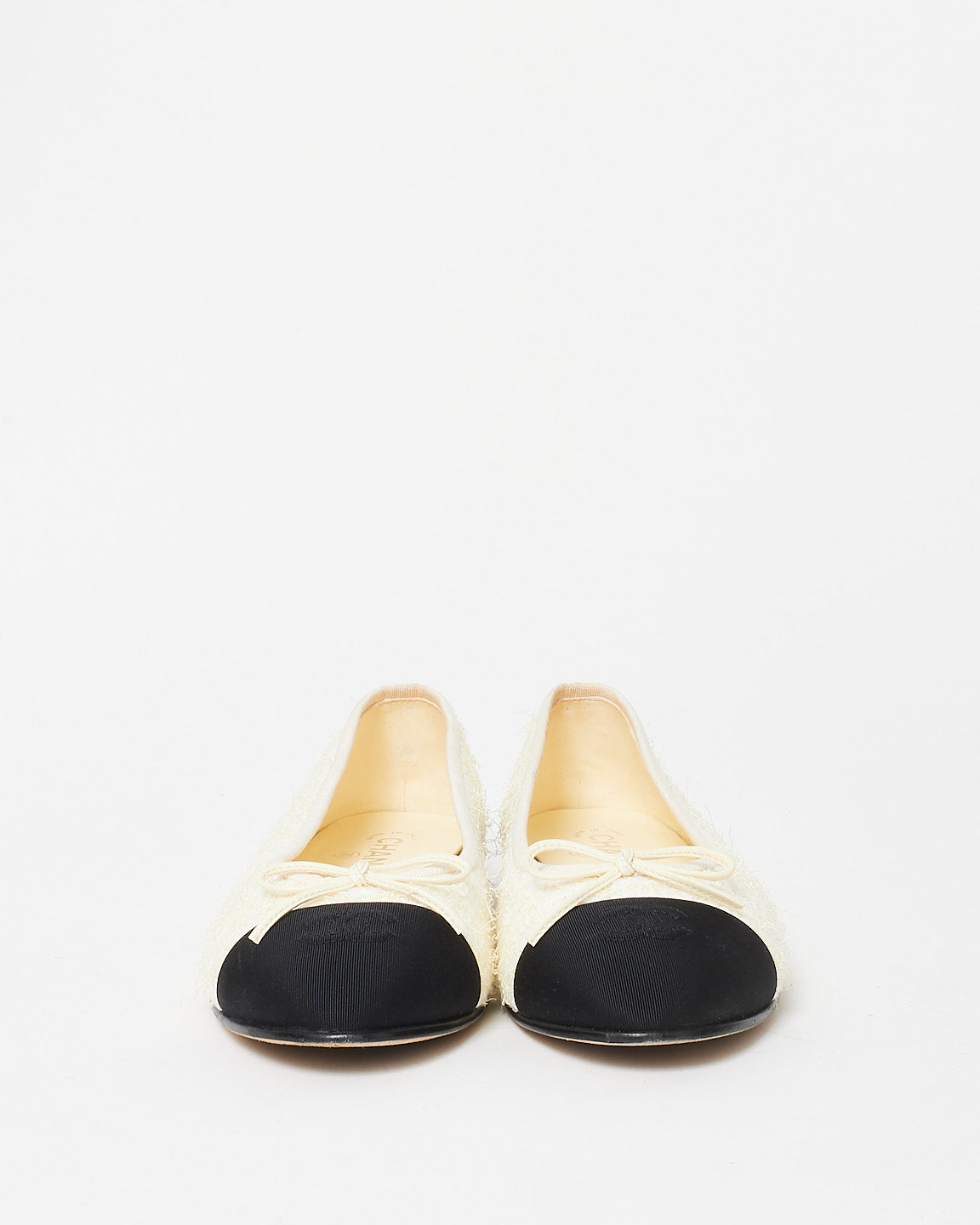 Chanel Light Yellow Tweed Ballet Flats - 41